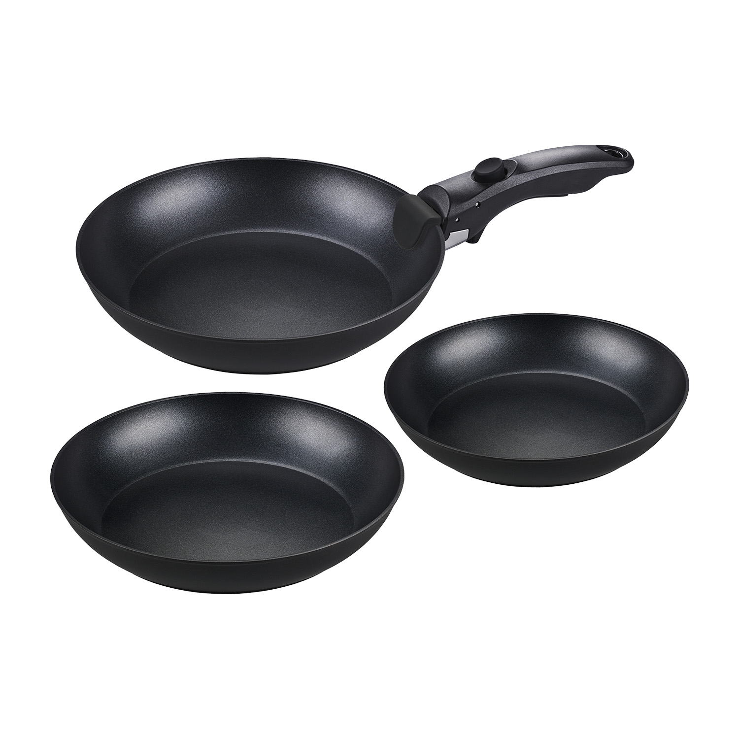 Zestaw patelni aluminiowych MG Home Clever Kitchen, 3 elementy, odpinana rączka