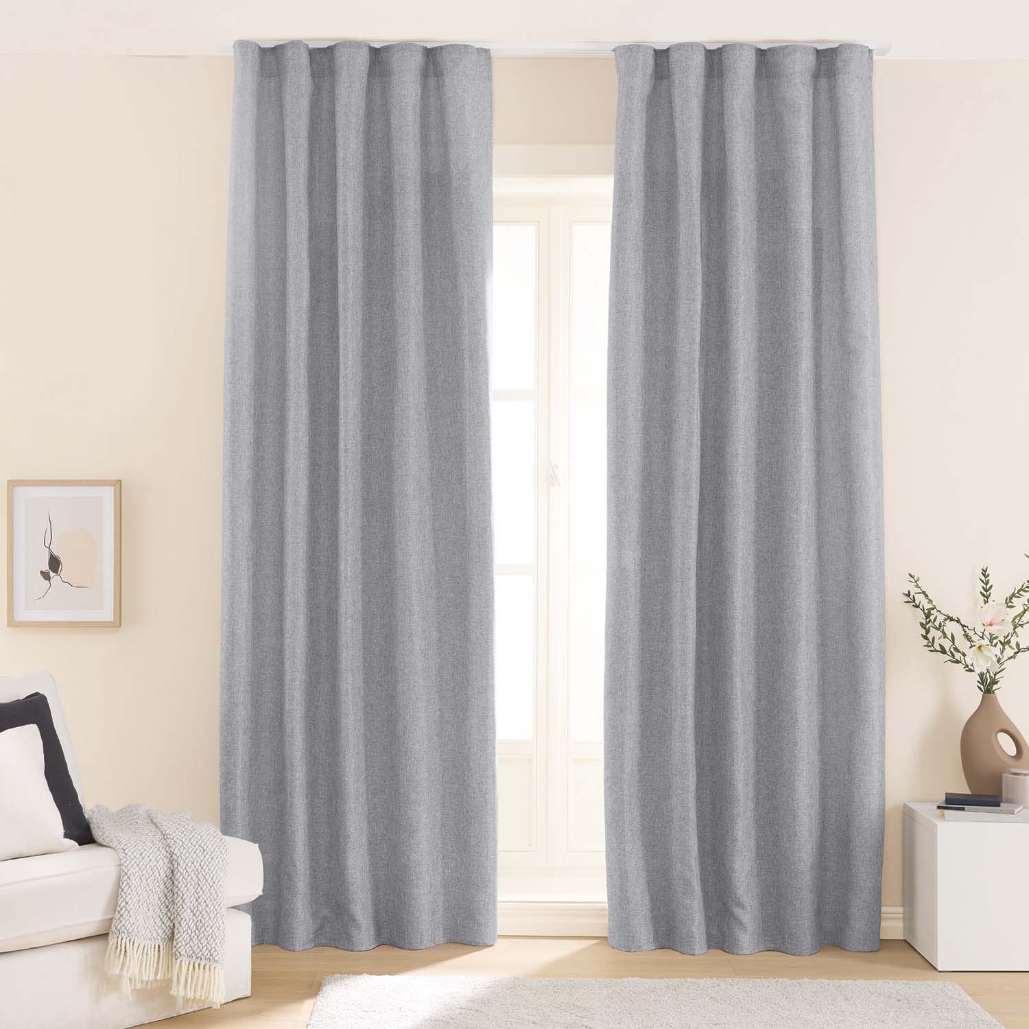 Zasłony strukturalne na taśmie 140 x 250 cm Smukee, 2 szt., szare