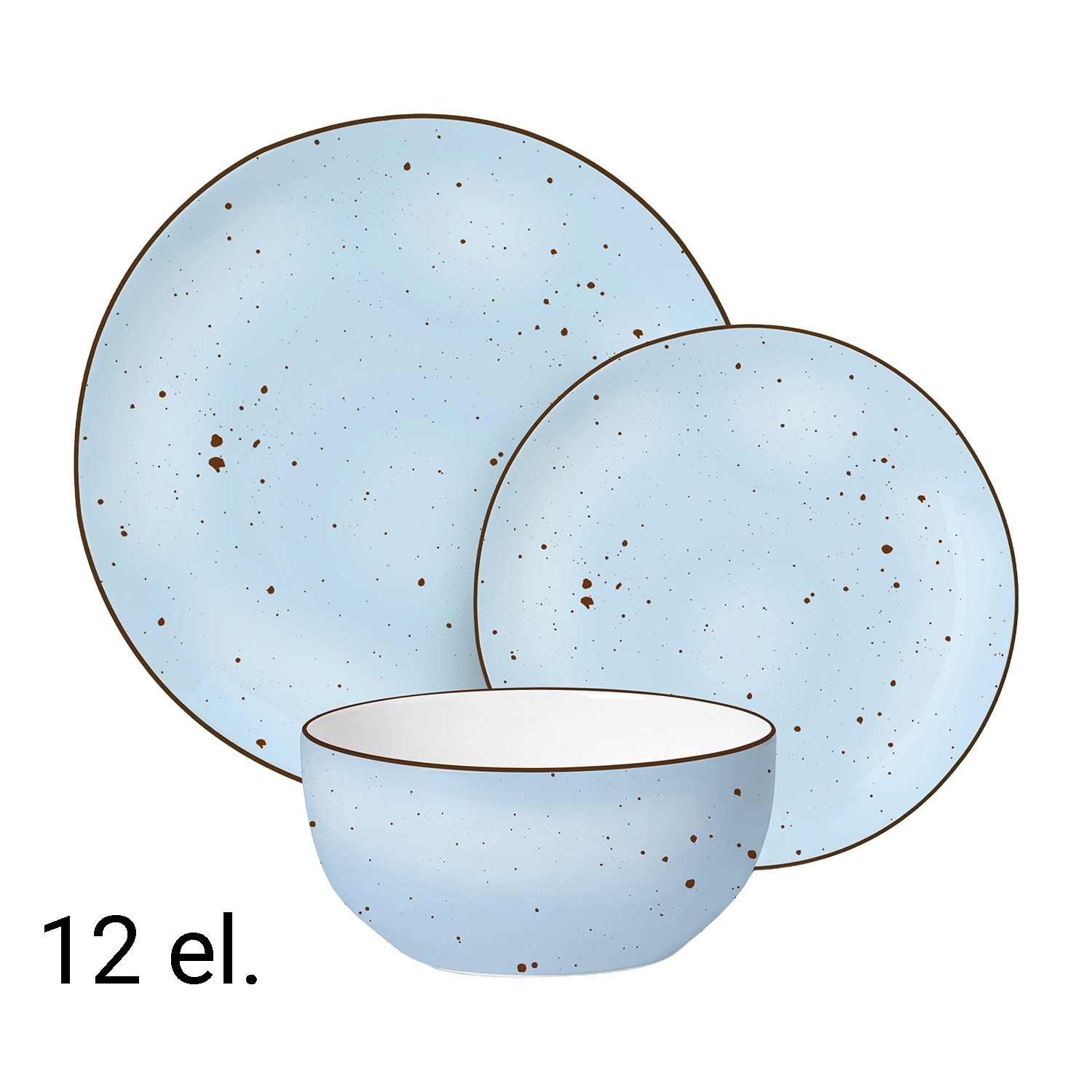 Zestaw obiadowy z porcelany na 4 osoby MG Home Gemma Blue, 12 elementów, niebieski