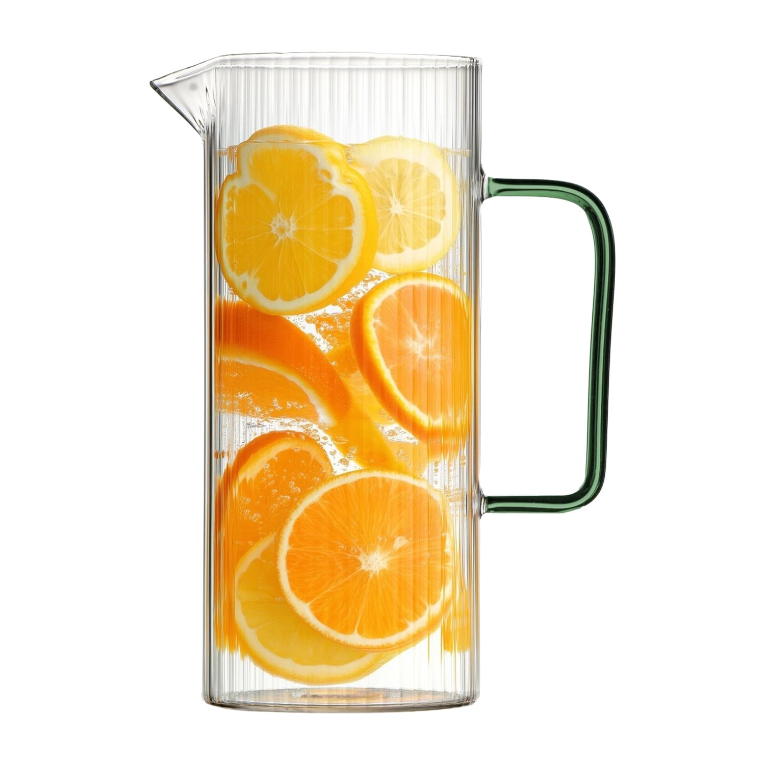 Dzbanek ryflowany Vialli Design Livio, 1,5 l, z zielonym uchem