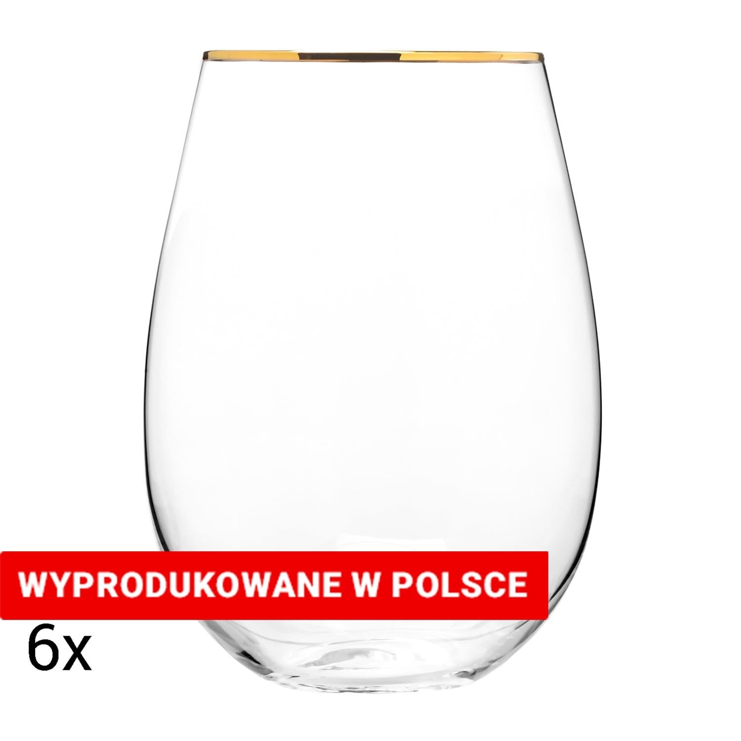 Komplet 6 szklanek Krosno Harmony Gold, do wina, 550 ml