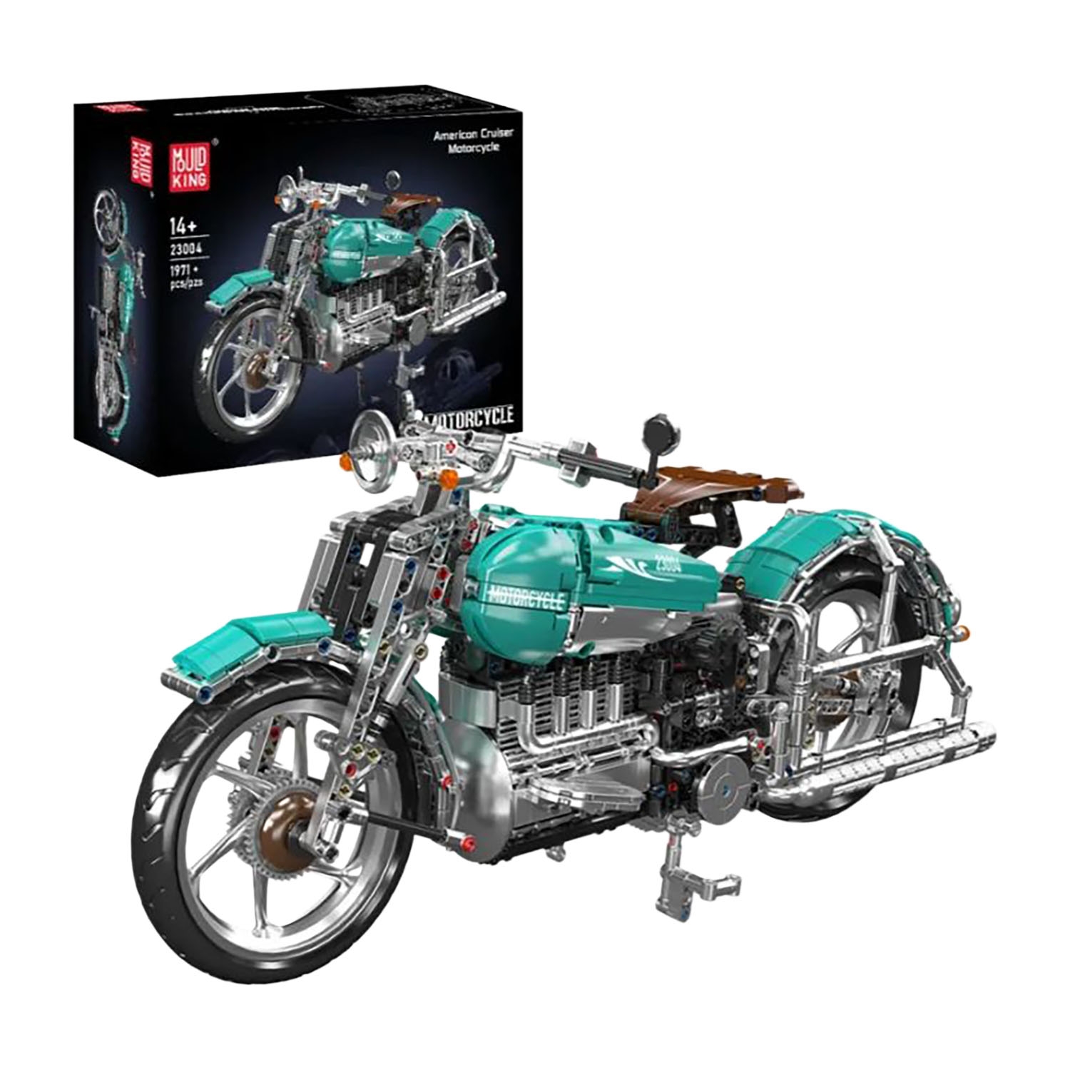 Klocki Motocykl cruiser Mould King, model 23004, 1971 elementy