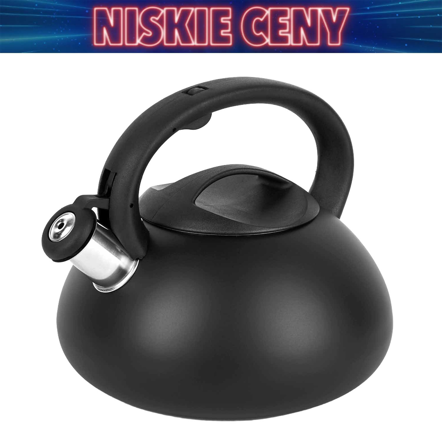 Czajnik z gwizdkiem Tadar Vita, 3 l, stal nierdzewna, czarny