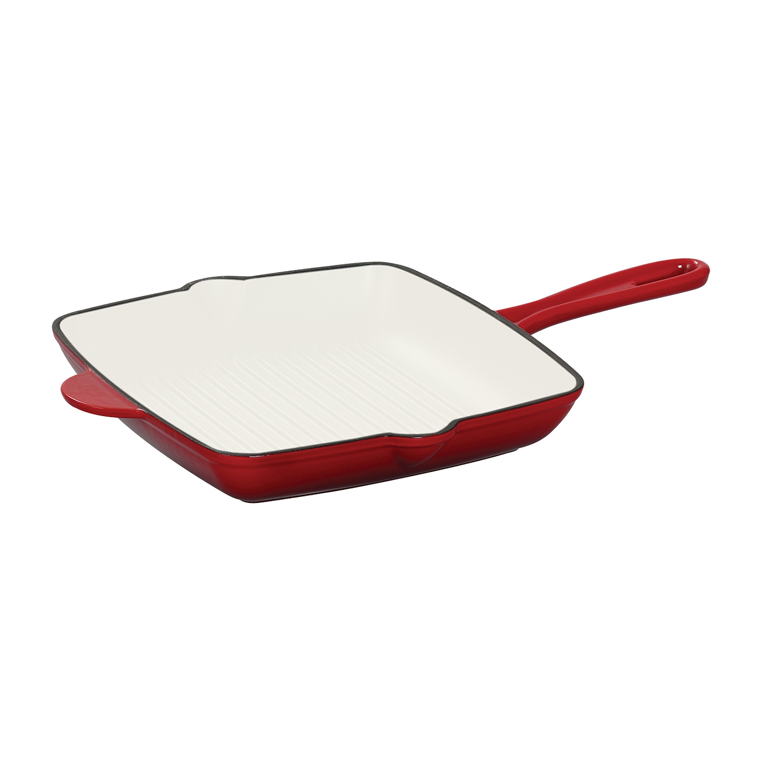 Patelnia grillowa 26 cm MG Home, żeliwna, kremowo-czerwona