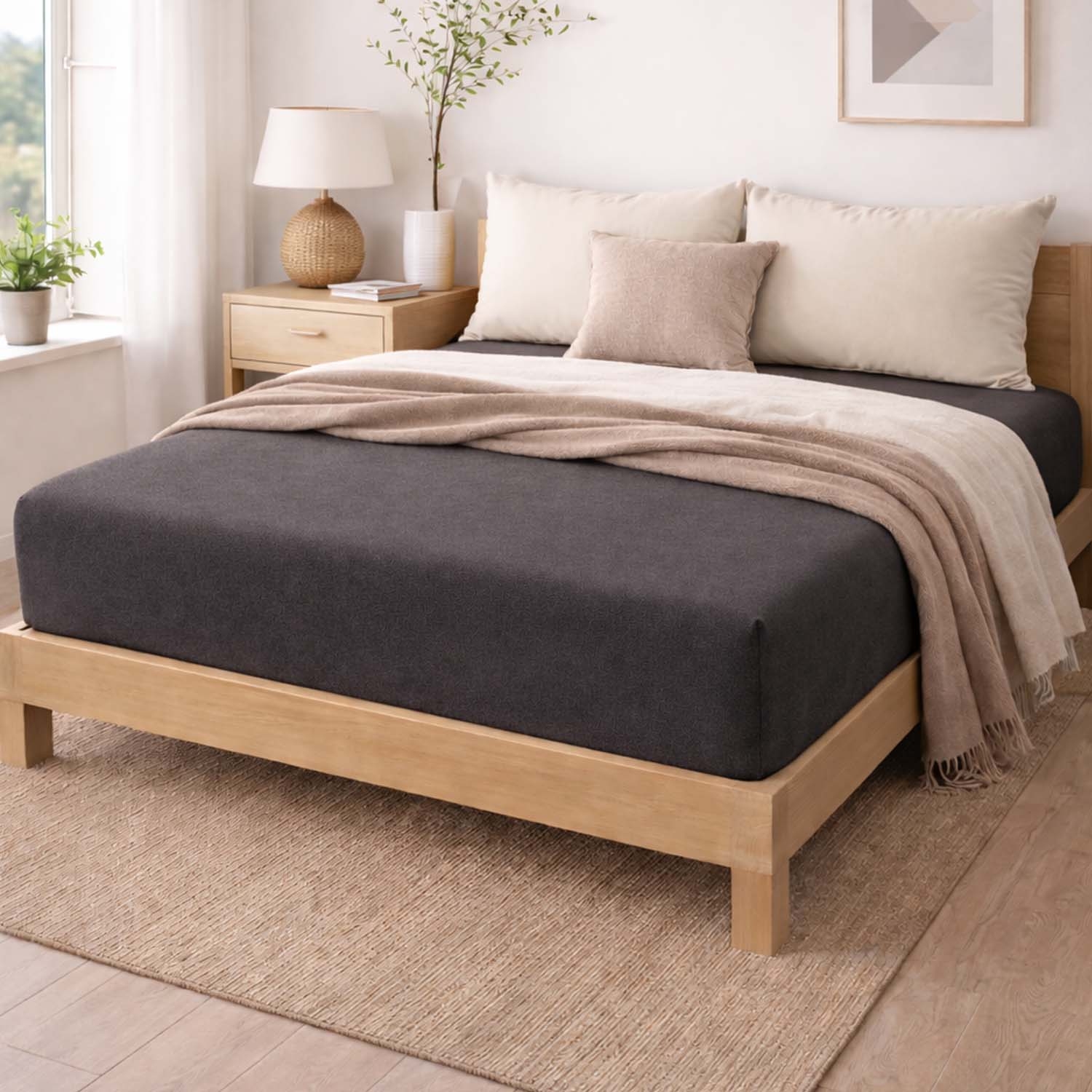 Prześcieradło z gumką 180 x 200 cm Pation Home Nexa, grafitowe