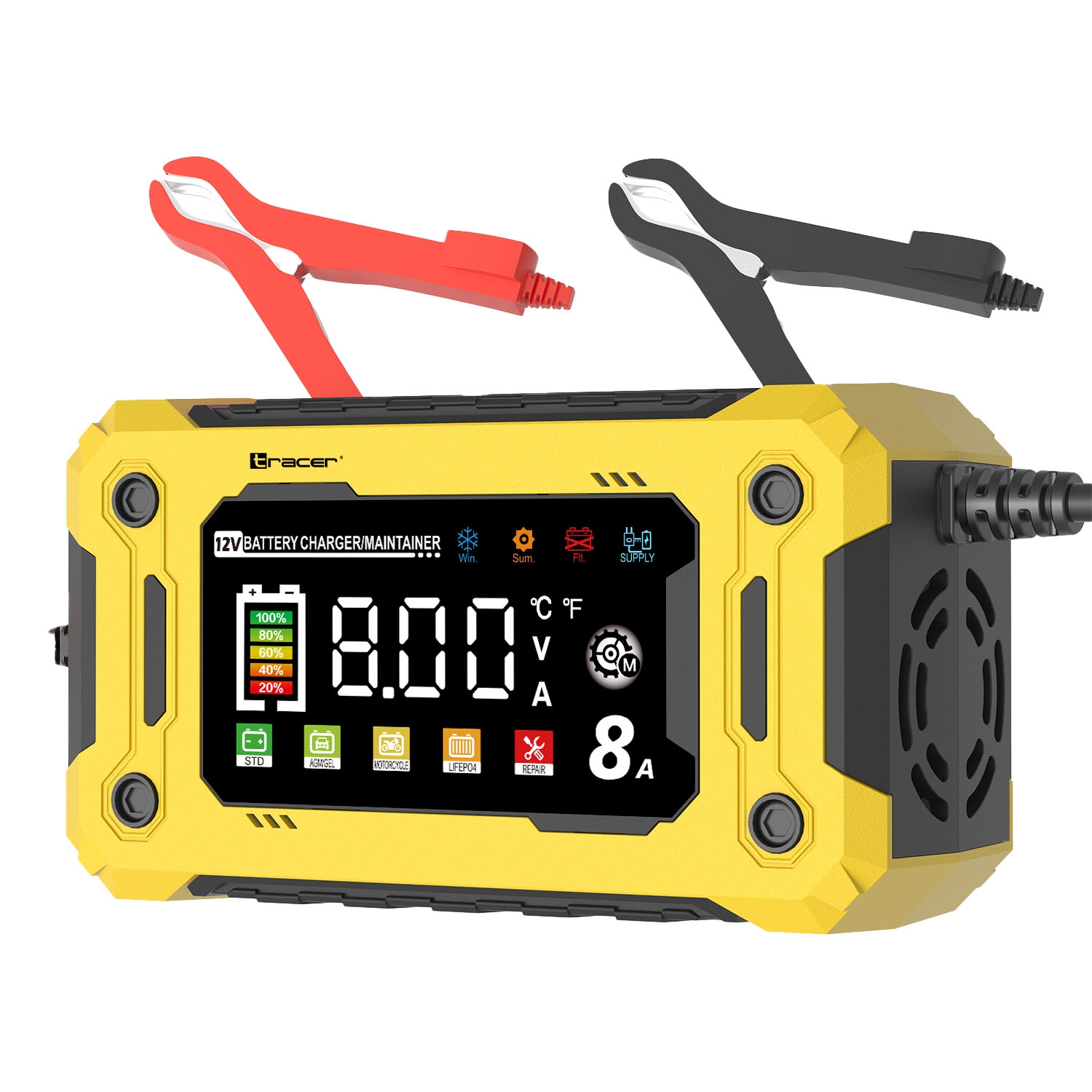 Prostownik automatyczny 12V/8A Tracer DT128, z funkcją diagnozy i regeneracji