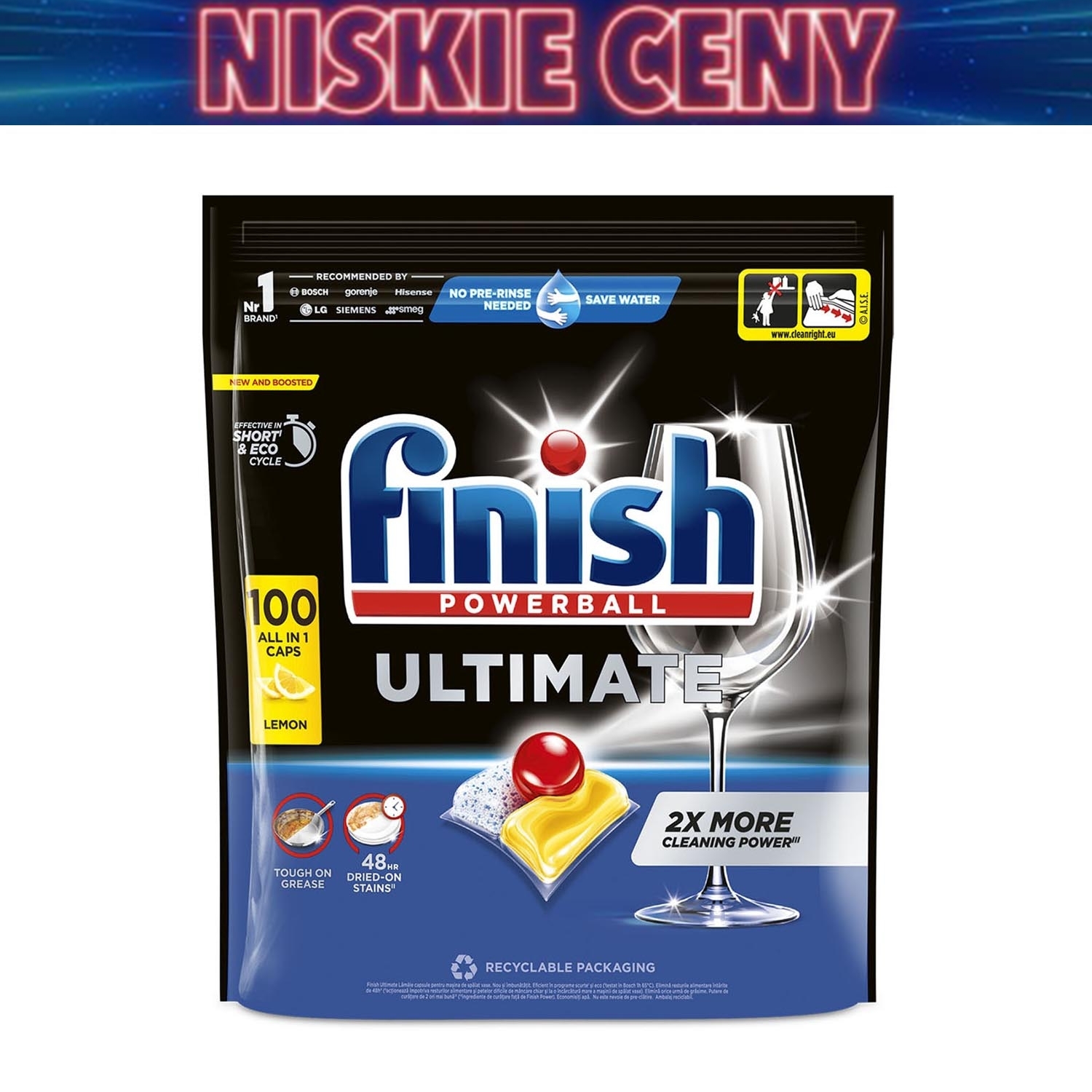 Kapsułki do zmywarki Finish Ultimate Lemon, 100 sztuk