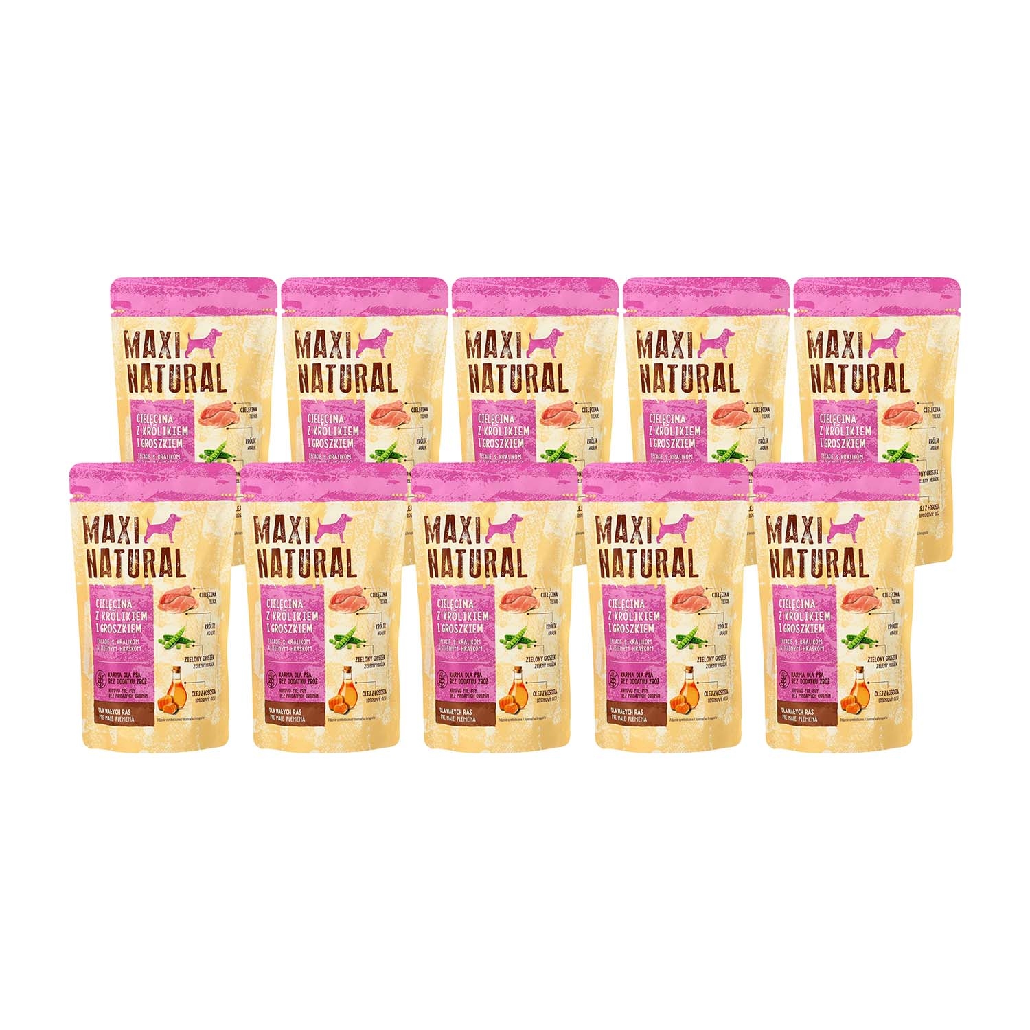 Karma dla psa Maxi Natural Małe Rasy, cielęcina i królik, mokra, 10 x 150 g