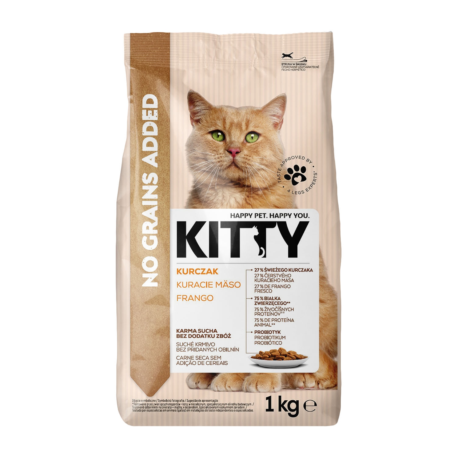 Sucha karma dla kotów Kitty, kurczak, bez zbóż, 6 x 1 kg