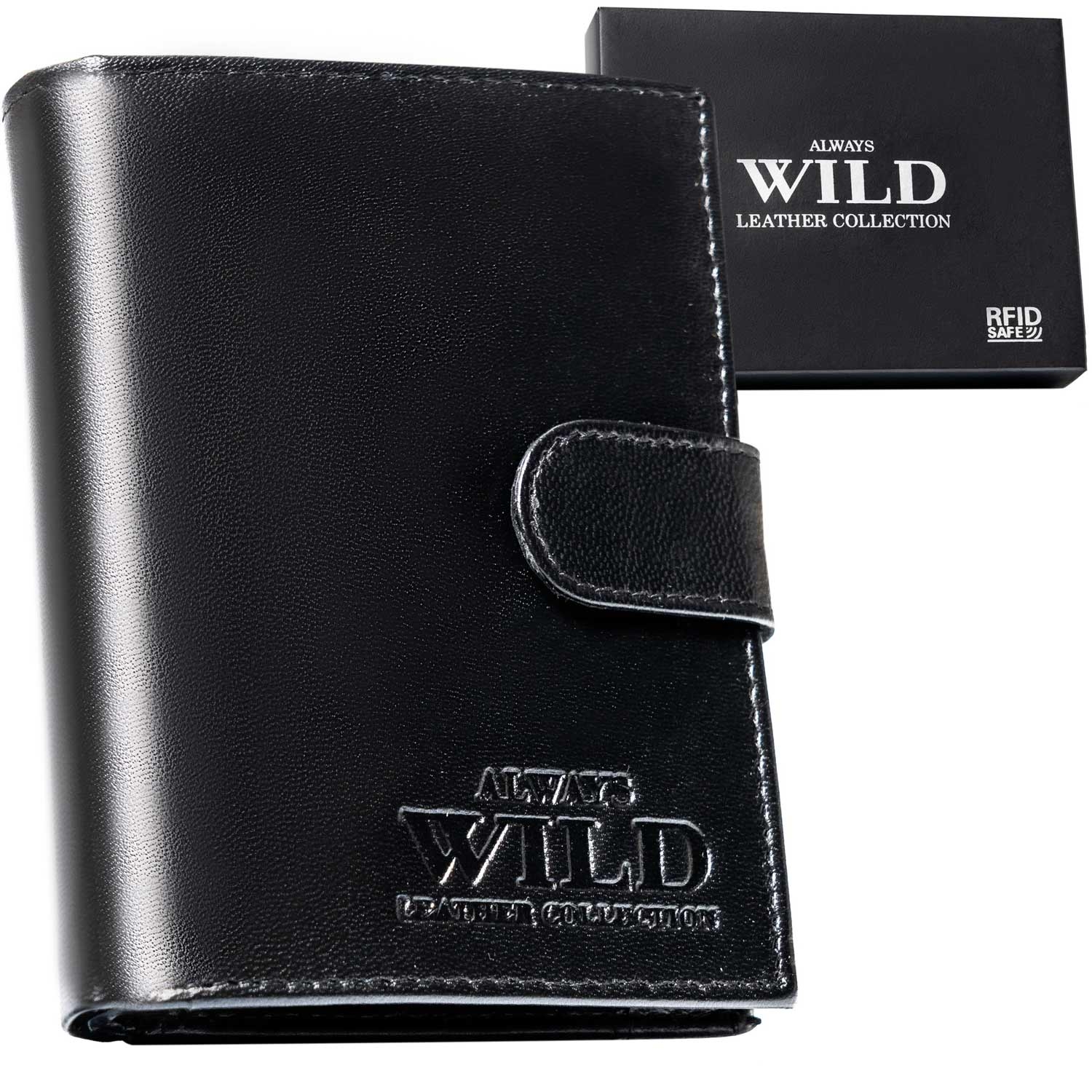 Pionowy portfel skórzany Always Wild z zapinką