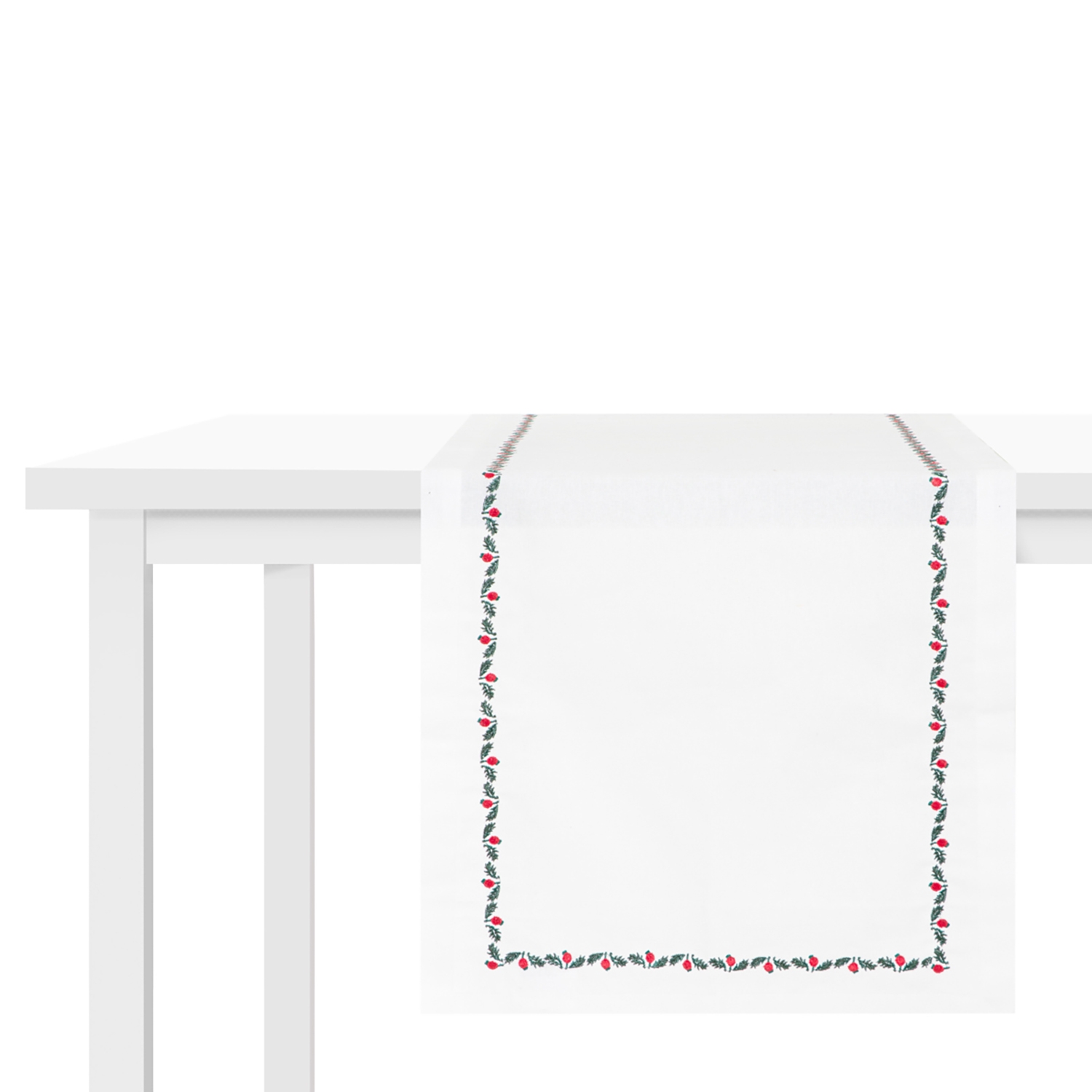 Bieżnik Ilex, biały, z lamówką, 40 x 160 cm