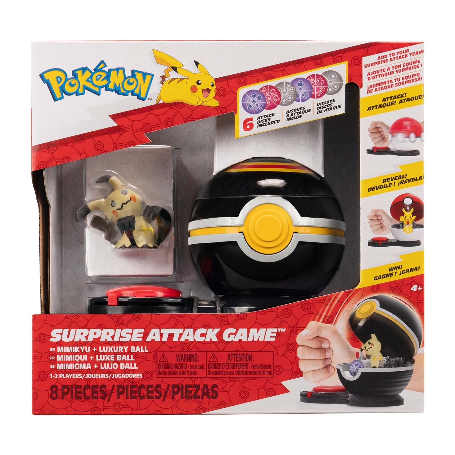 Gra Pokémon Surprise Attack seria 6, z figurką Mimikyu