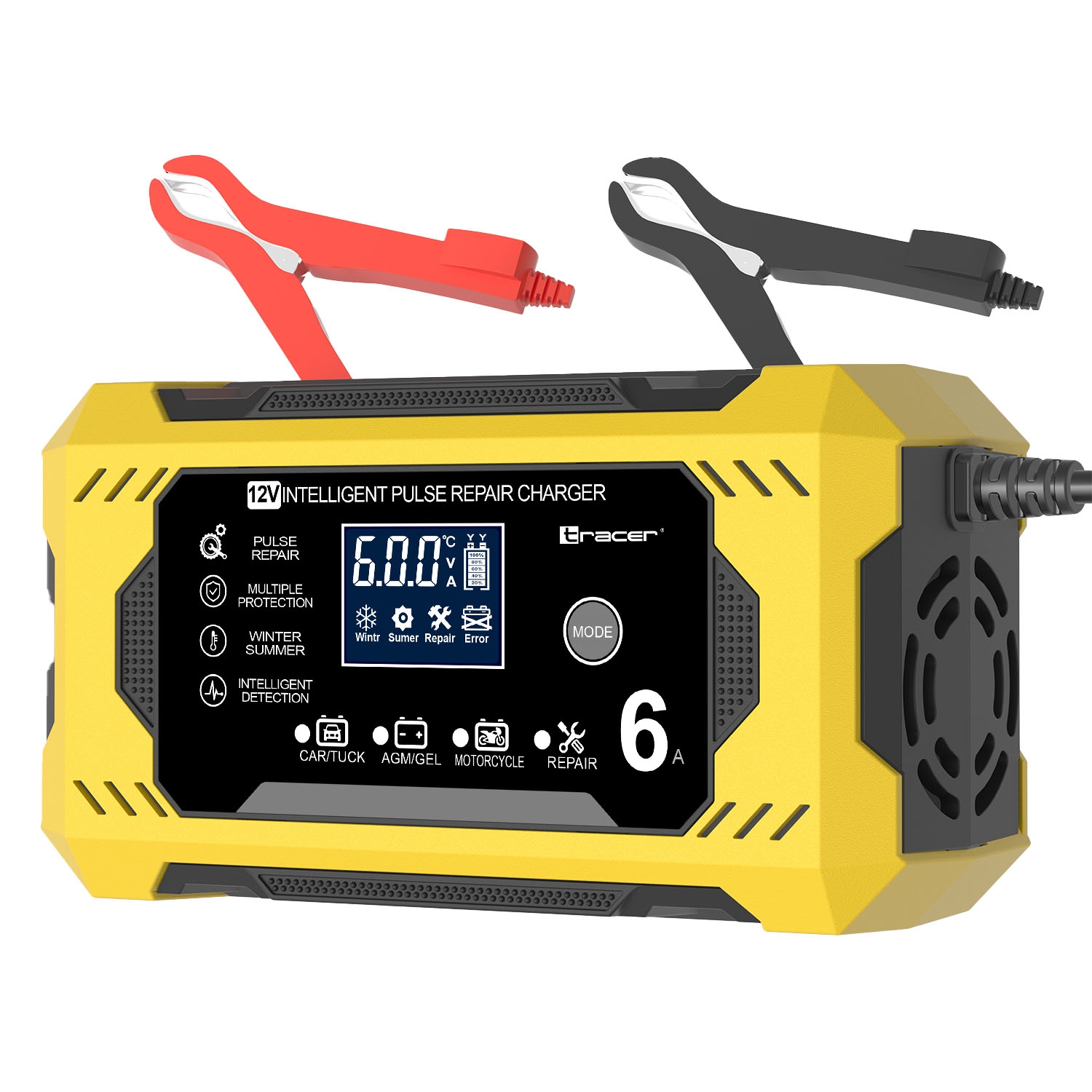 Prostownik automatyczny 12V/6A Tracer DT126, z funkcją diagnozy i regeneracji