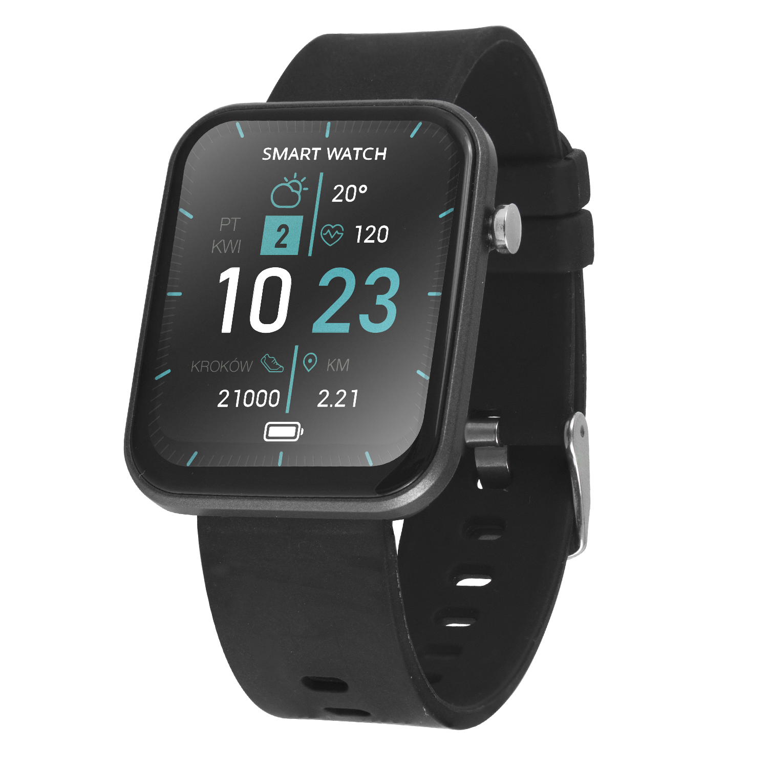 Smartwatch z 8 trybami sportowymi Hykker, wodoodporny, kwadratowy