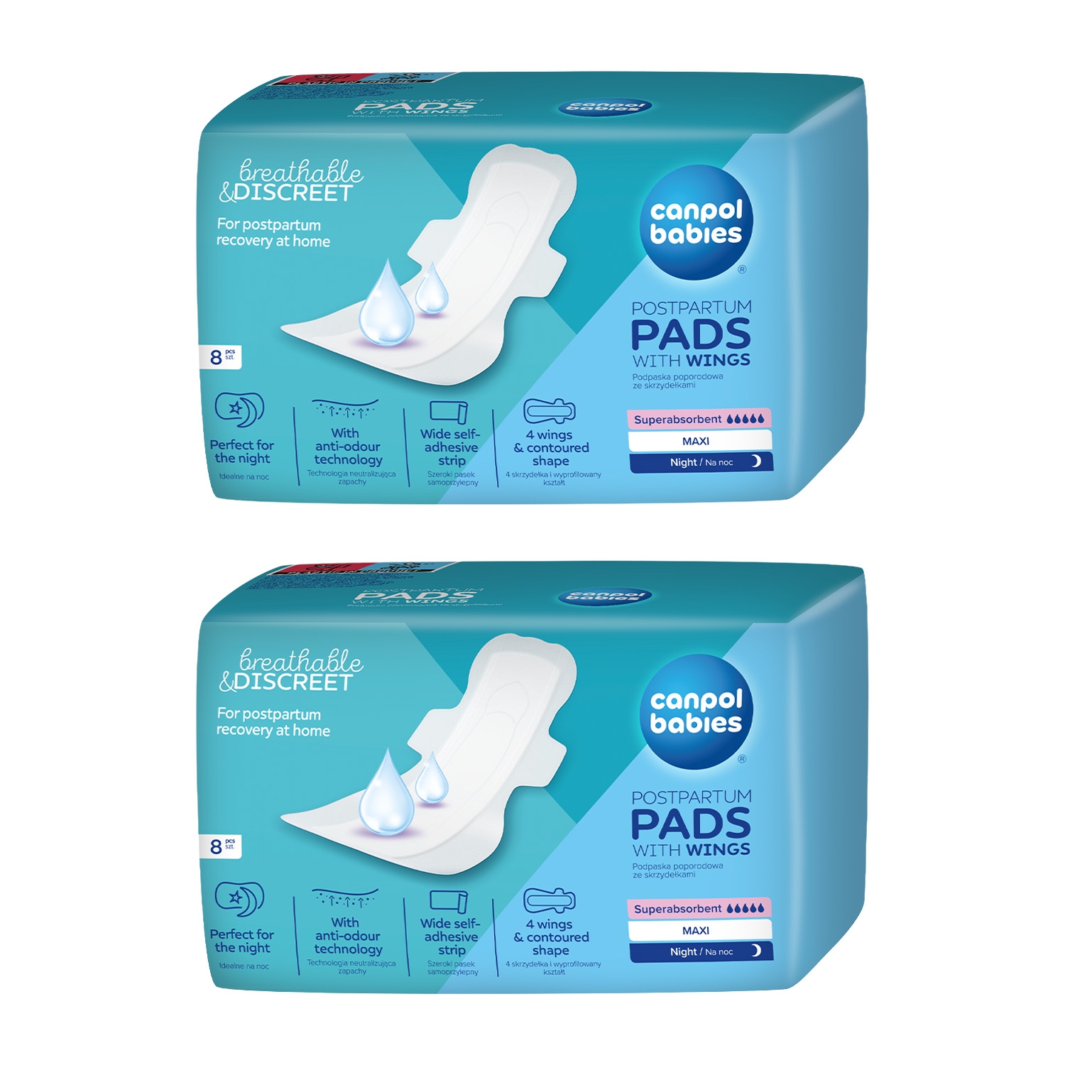 Podpaski poporodowe Canpol Babies Night, 2 x 8 sztuk