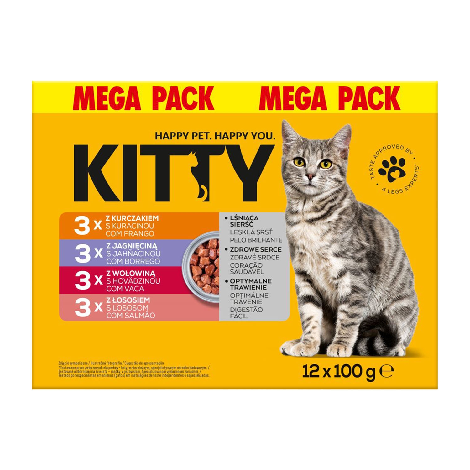 Mokra karma dla kotów Kitty, saszetki, mix smaków, 48 x 100 g