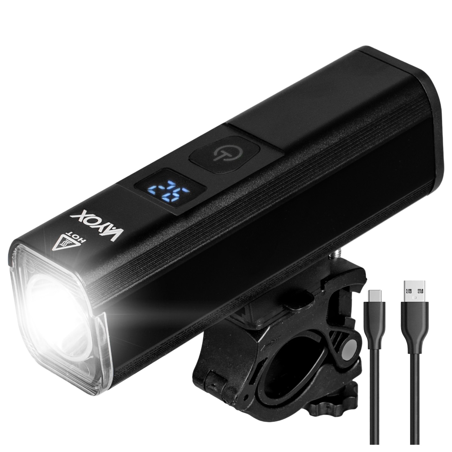 Lampka rowerowa przednia VAYOX VA0071, 1300 lm, akumulatorowa, z wyświetlaczem LED