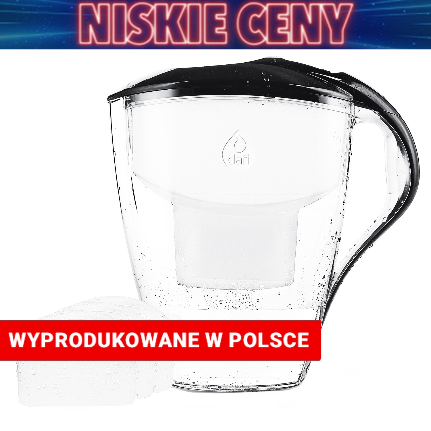 Dzbanek filtrujący Unimax 3L ASTRA, czarny, 3 wkłady filtrujące