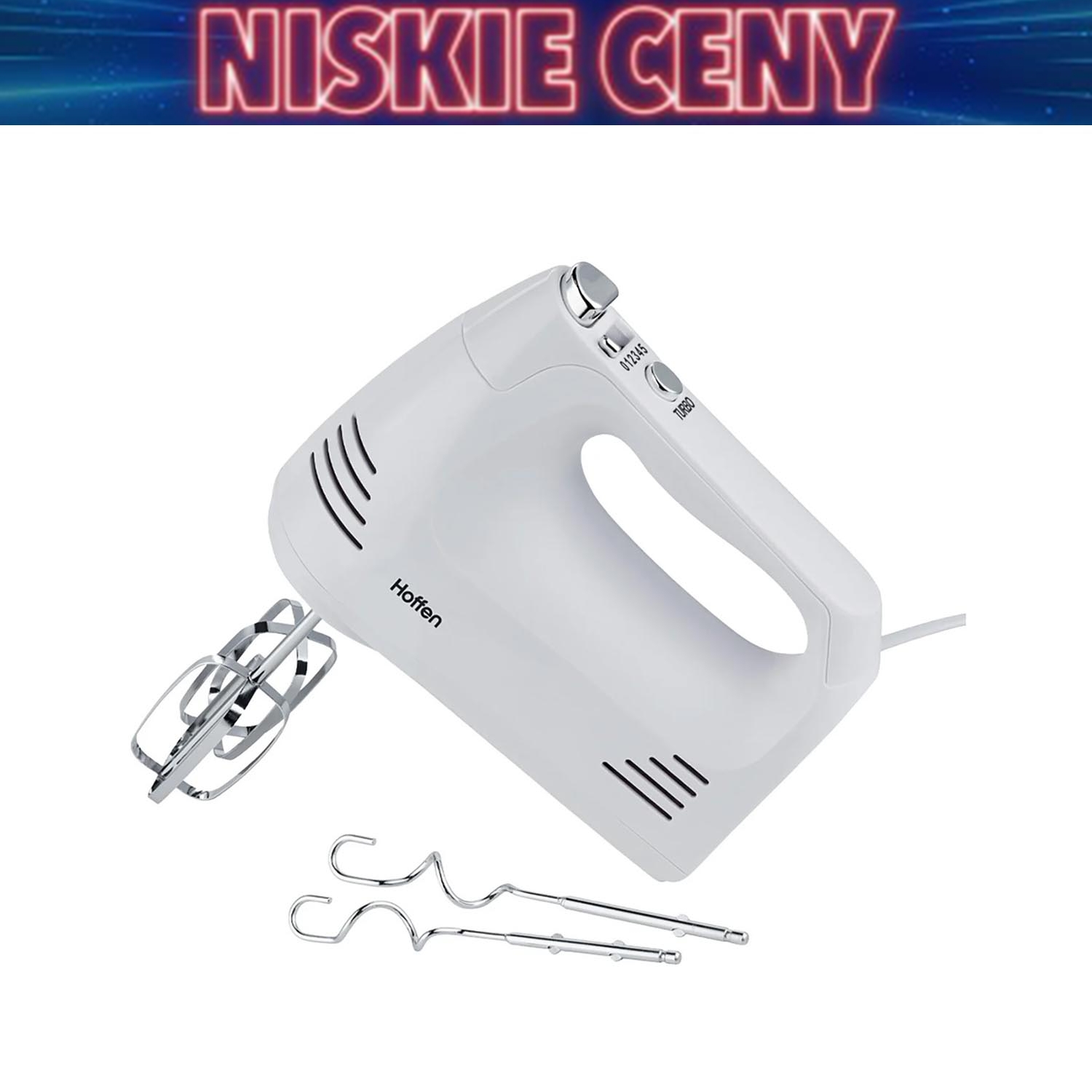 Mikser ręczny Hoffen, 400 W, 4 końcówki, biały
