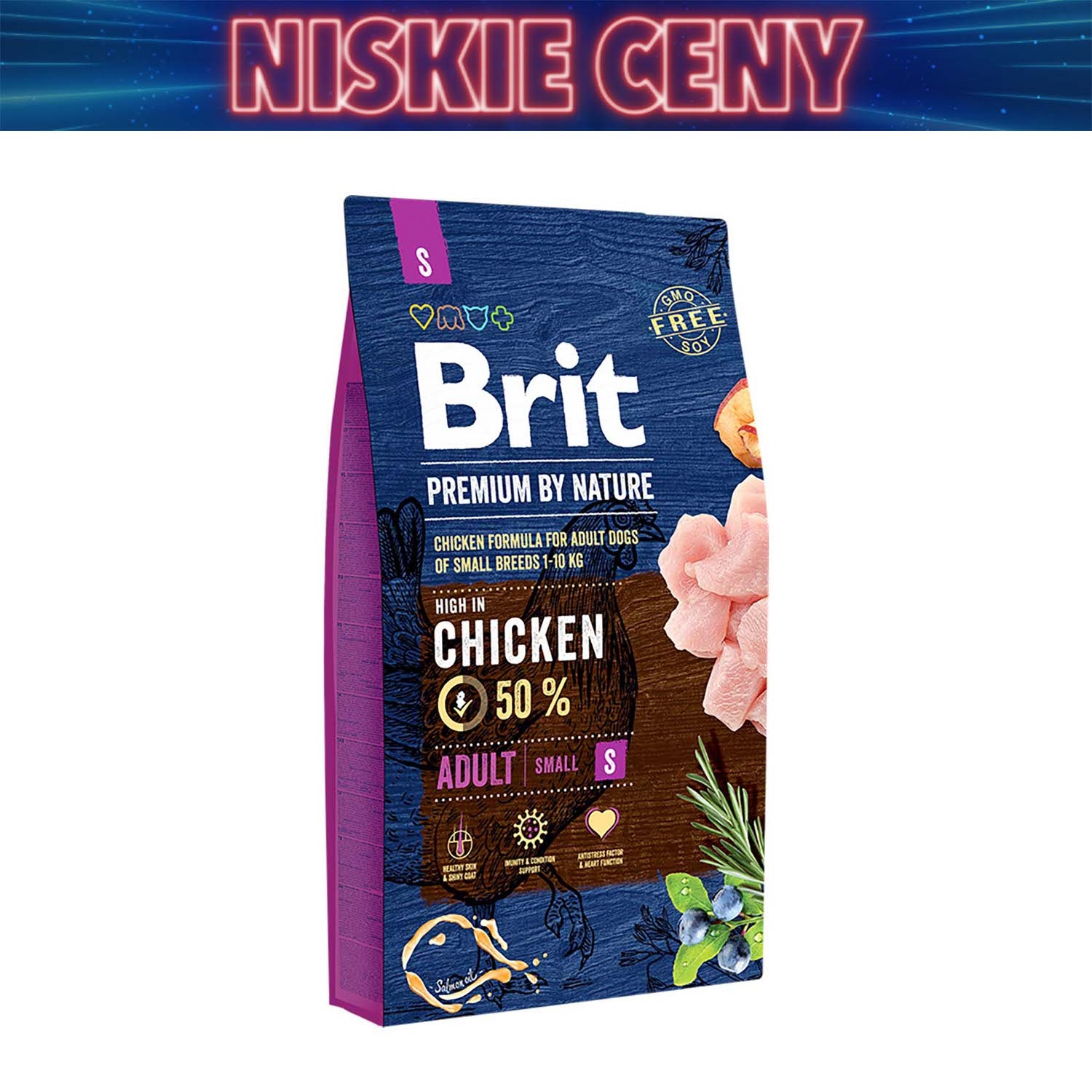 Karma dla psa Brit Premium By Nature Adult S, sucha, z kurczakiem, 8 kg