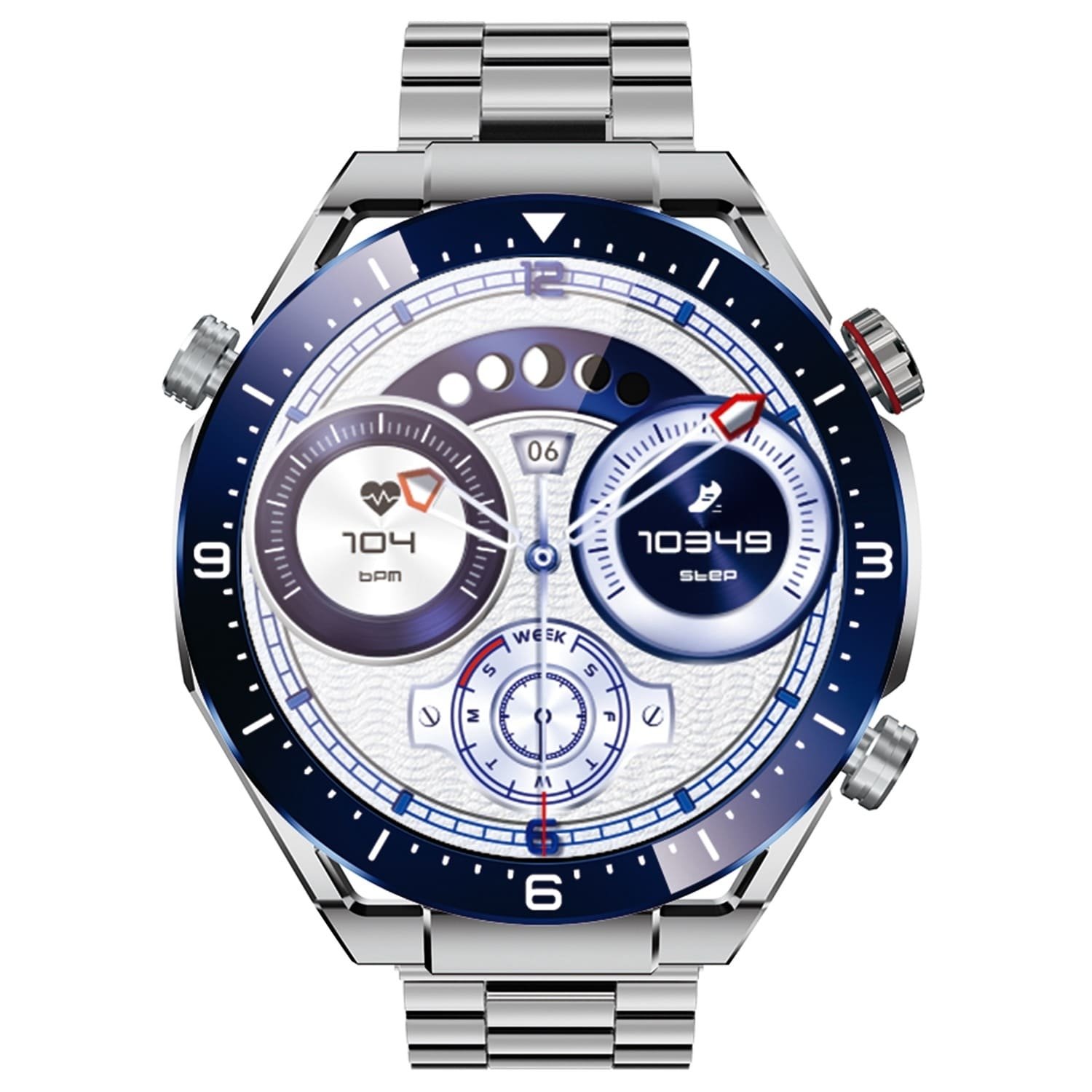 Smartwatch Ecowatch 1, 3 wymienne paski, srebrny