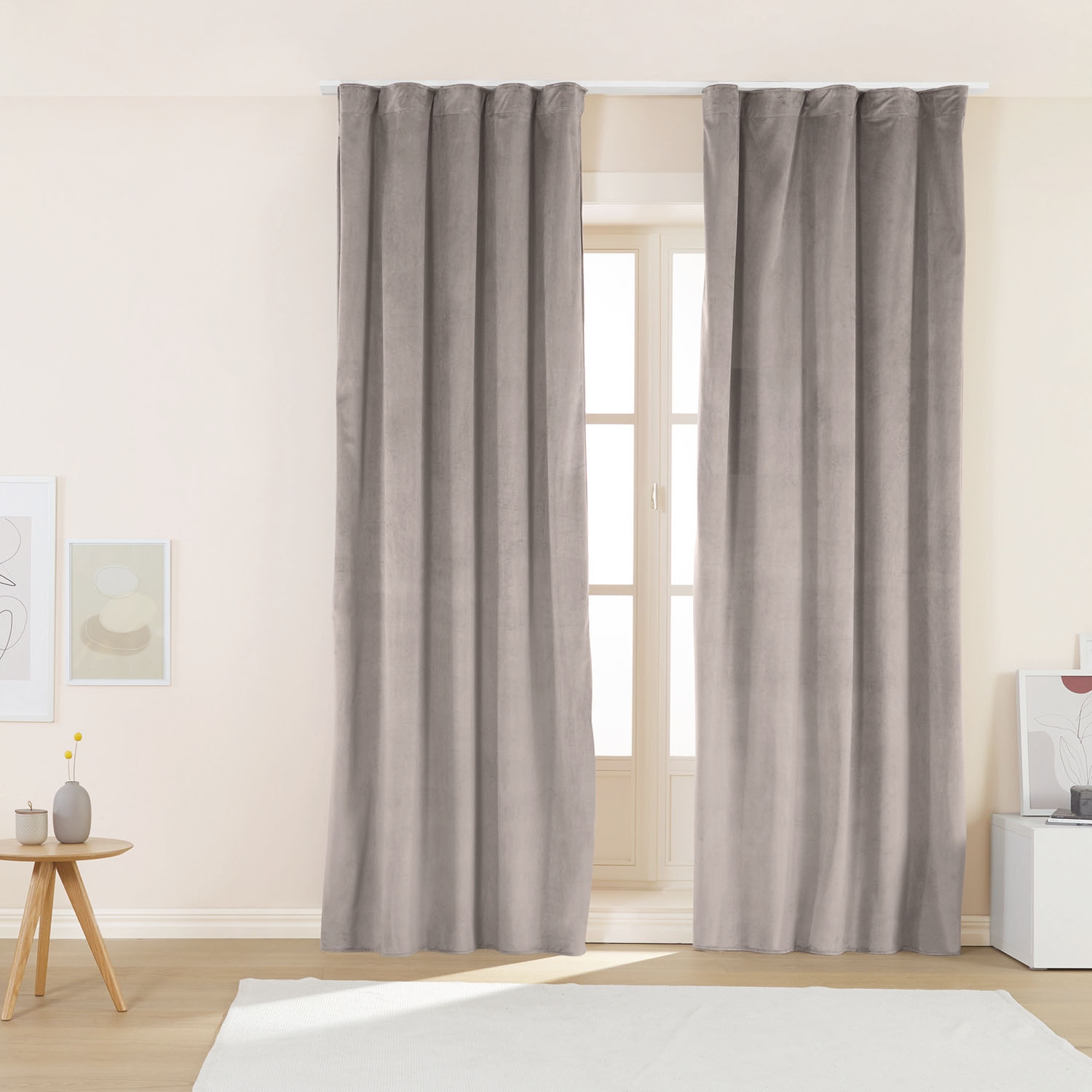 Zasłony na taśmie welwetowe 140 x 250 cm Smukee, 2 szt., szare