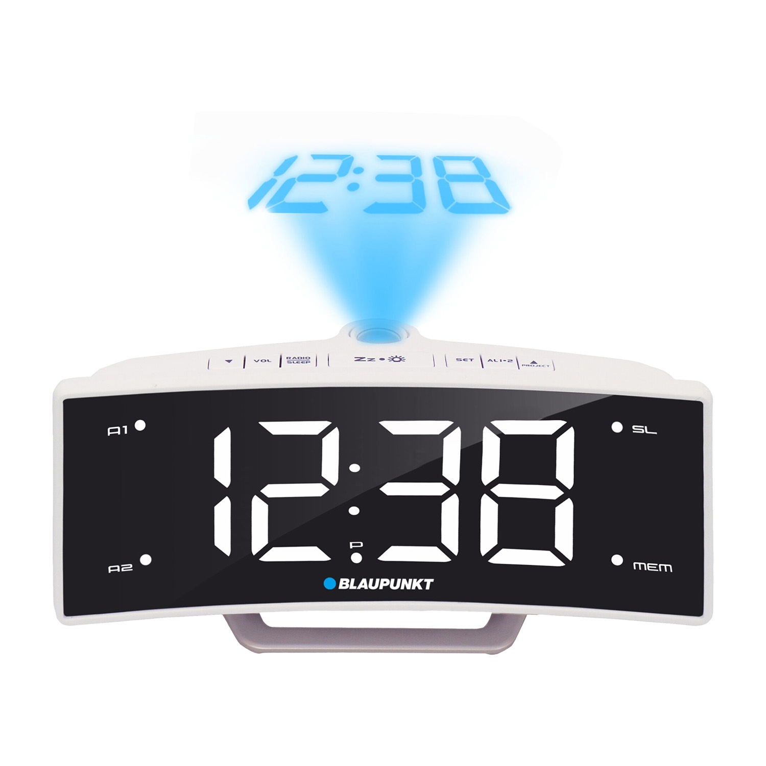Radiobudzik Blaupunkt CRP7WH, FM, PLL, z projektorem