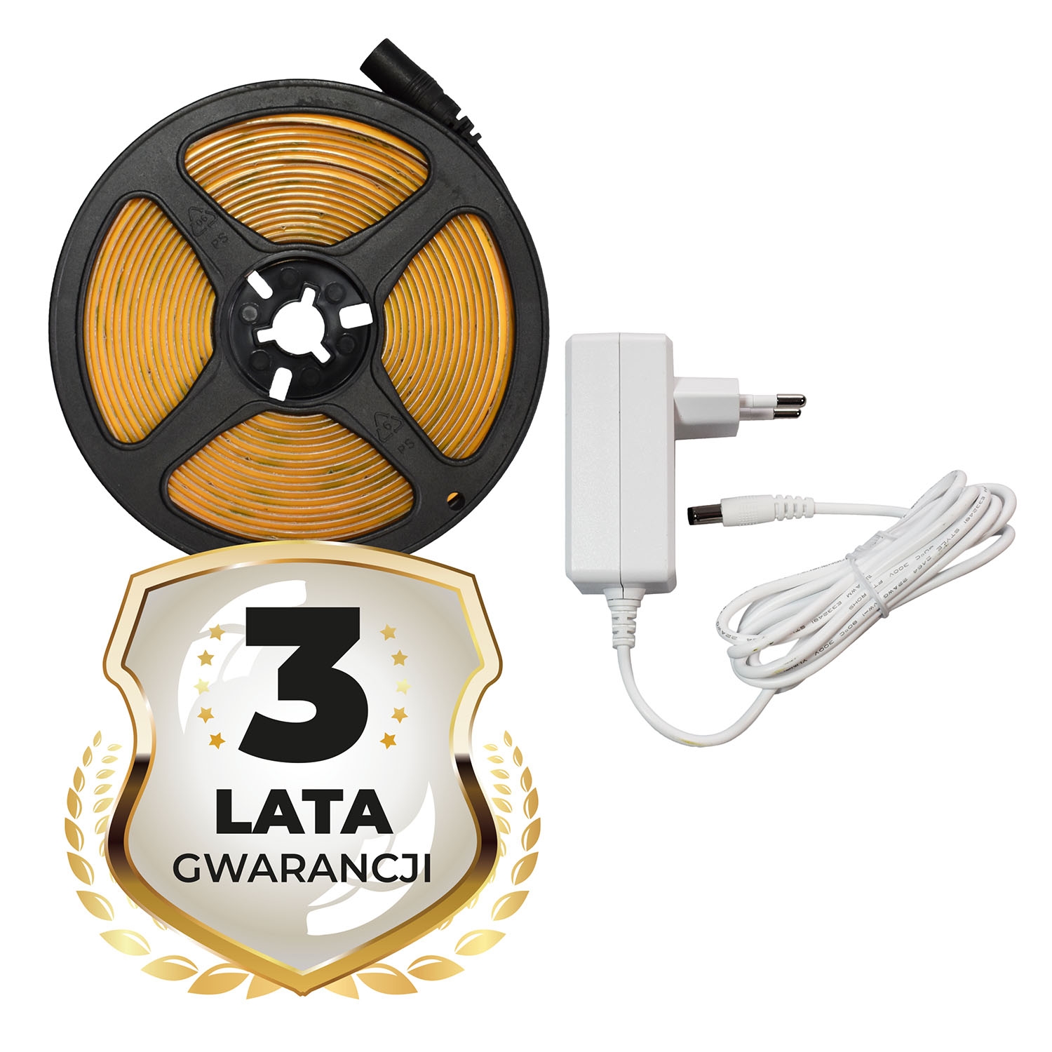 Taśma LED COB 320/m 3000K IP20 Eko-Light, 5 m, z zasilaczem