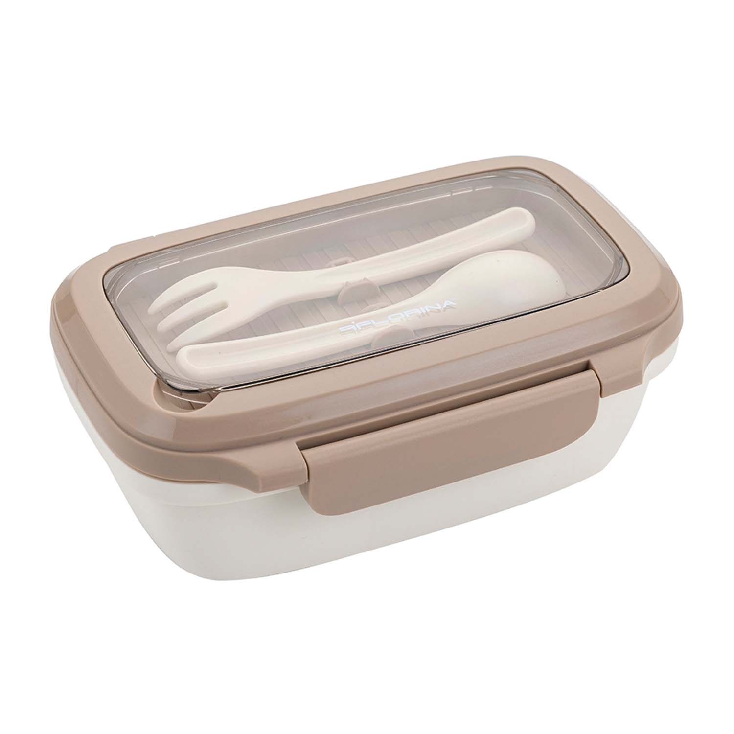 Lunchbox Florina, 1 l, z łyżką i widelcem, beżowy