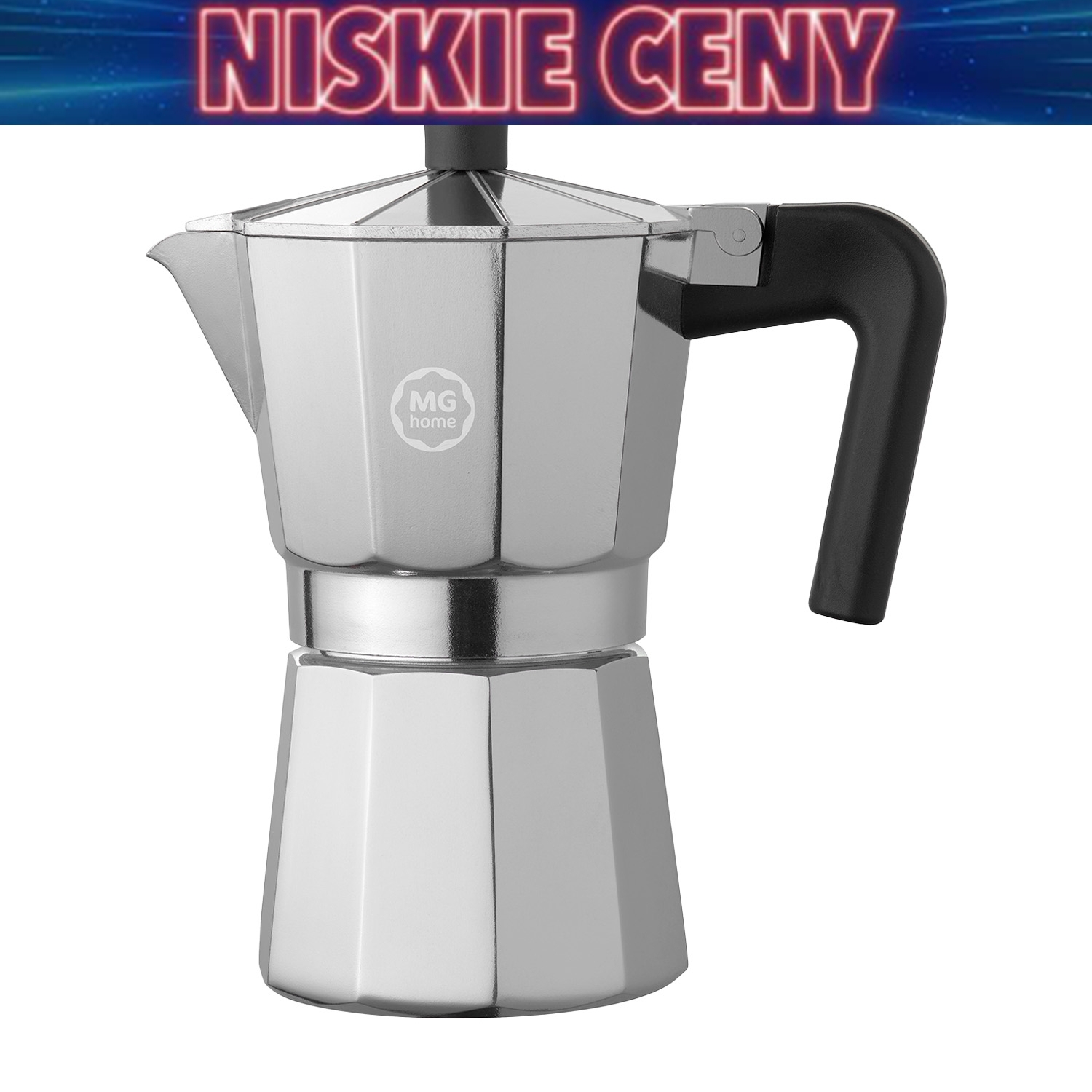 Kawiarka aluminiowa MG Home Moka, na 6 filiżanek, srebrna