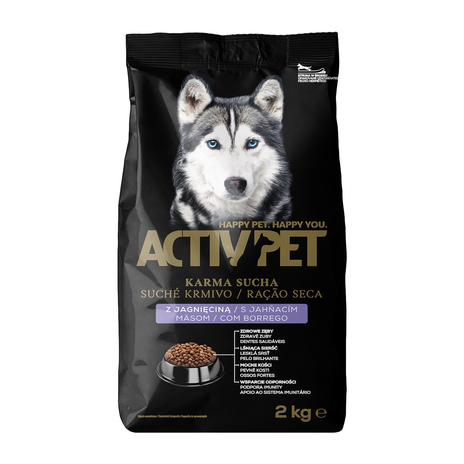 Karma dla psów Activ Pet Plus, sucha, z jagnięciną, 6 x 2 kg