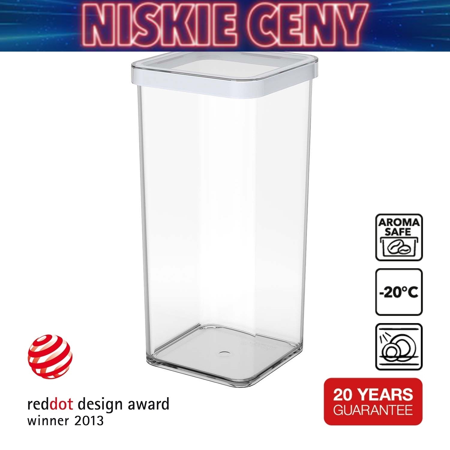 Pojemnik kwadratowy Rotho Loft, 1,5 l, biały