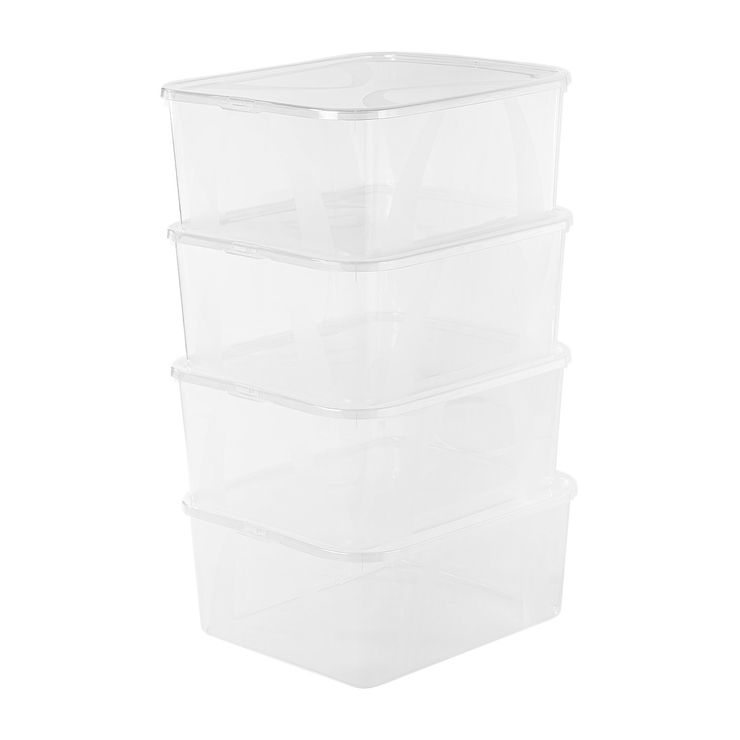 Zestaw 4 pudełek do przechowywania Rotho Lona, 19 l, transparentne