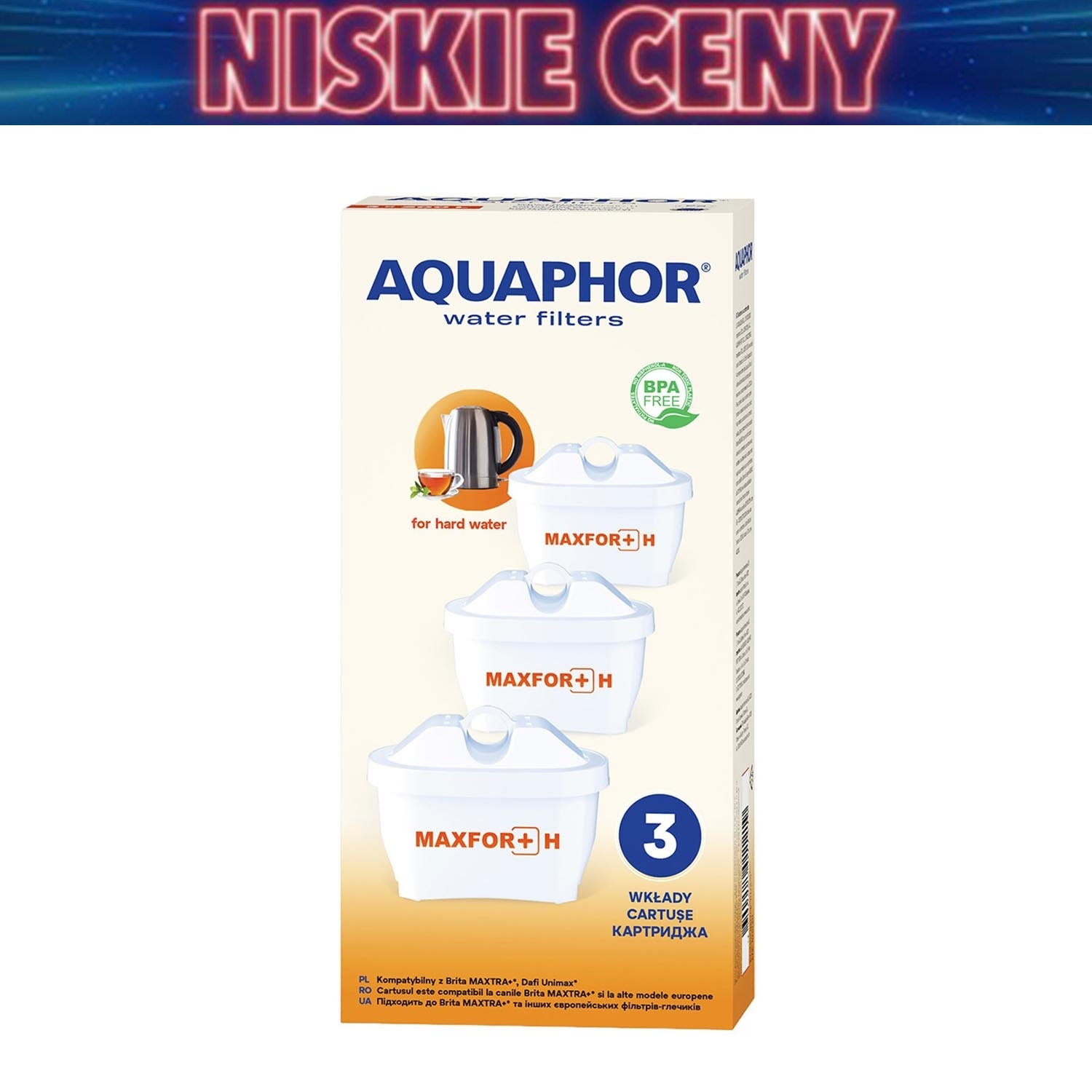 Wkład filtrujący Aquaphor Maxfor+ H, do dzbanka filtrującego, 3 sztuki