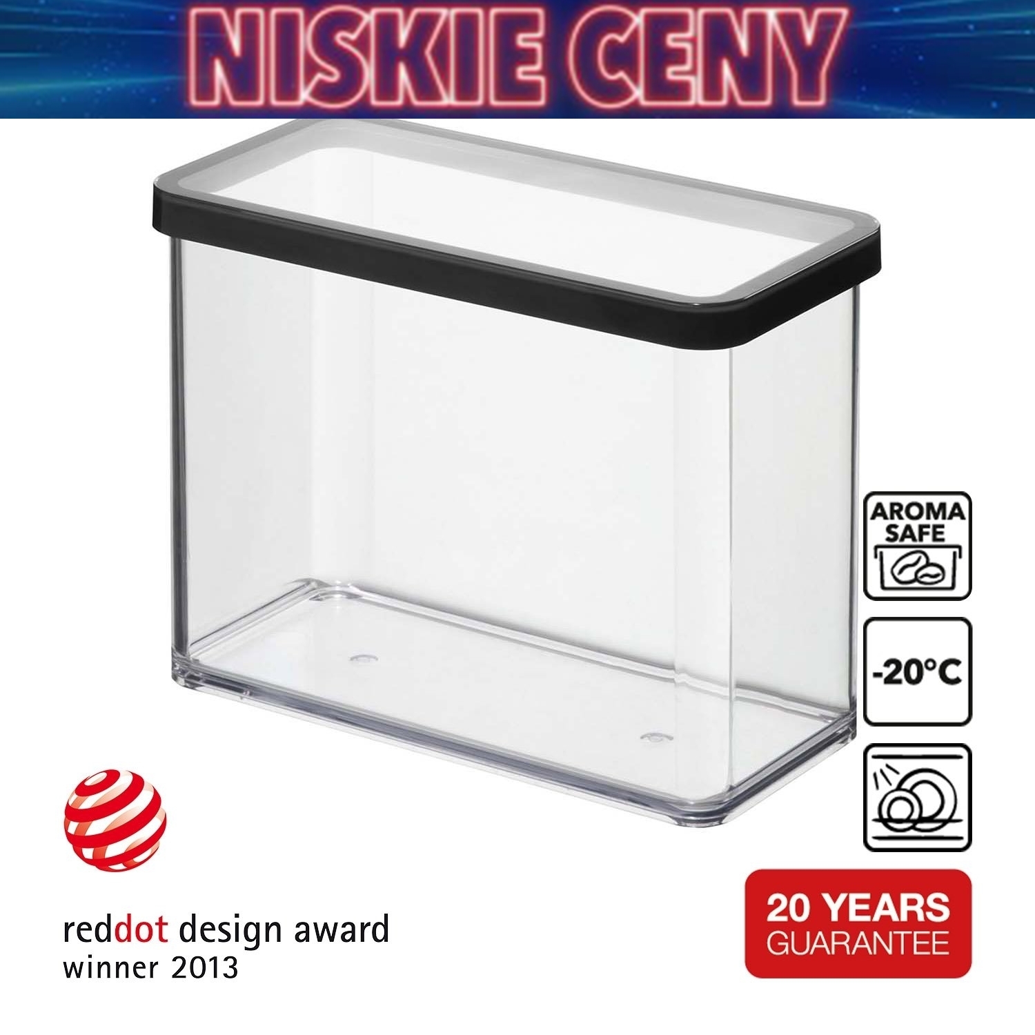 Pojemnik wysoki Rotho Loft, 2,1 l, czarny