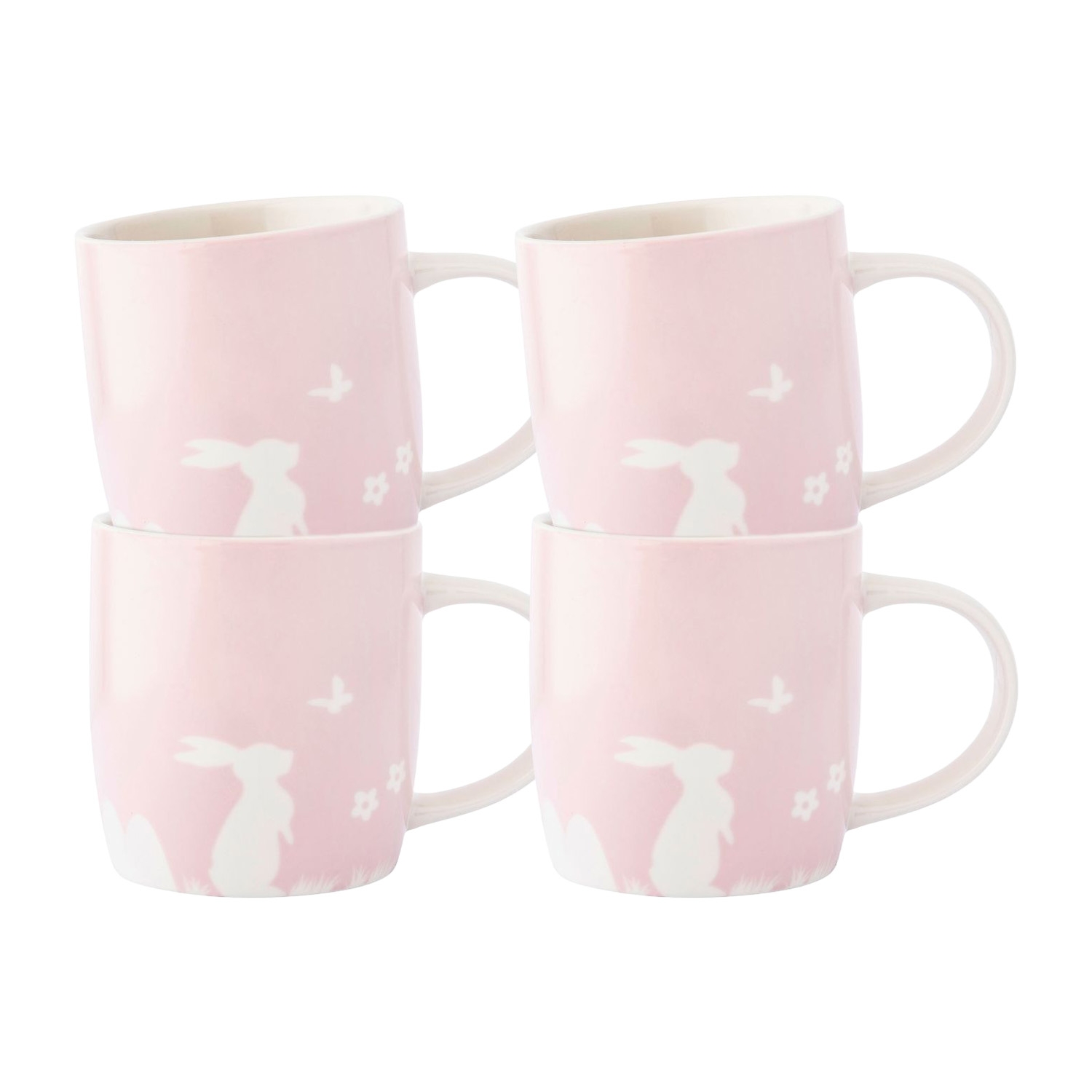 Komplet 4 kubków Altom Design, 380 ml, porcelana, różowe