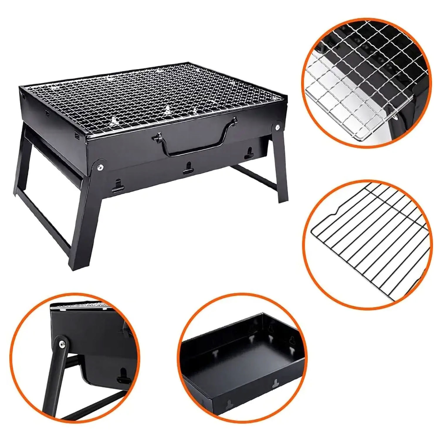Grill turystyczny węglowy Extralink, ruszt 35 x 27 cm