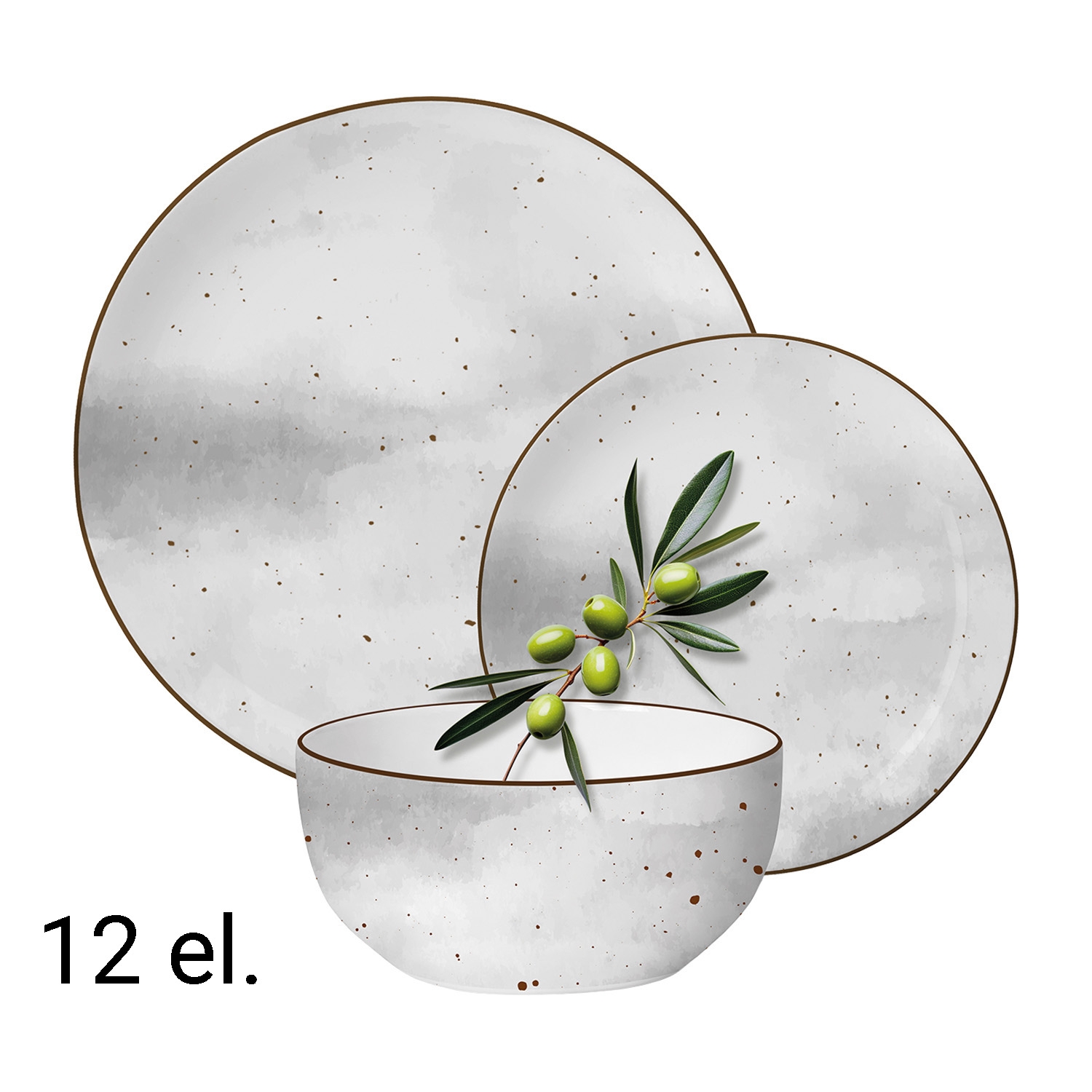 Zestaw obiadowy z porcelany na 4 osoby MG Home Antico, 12 elementów, biały