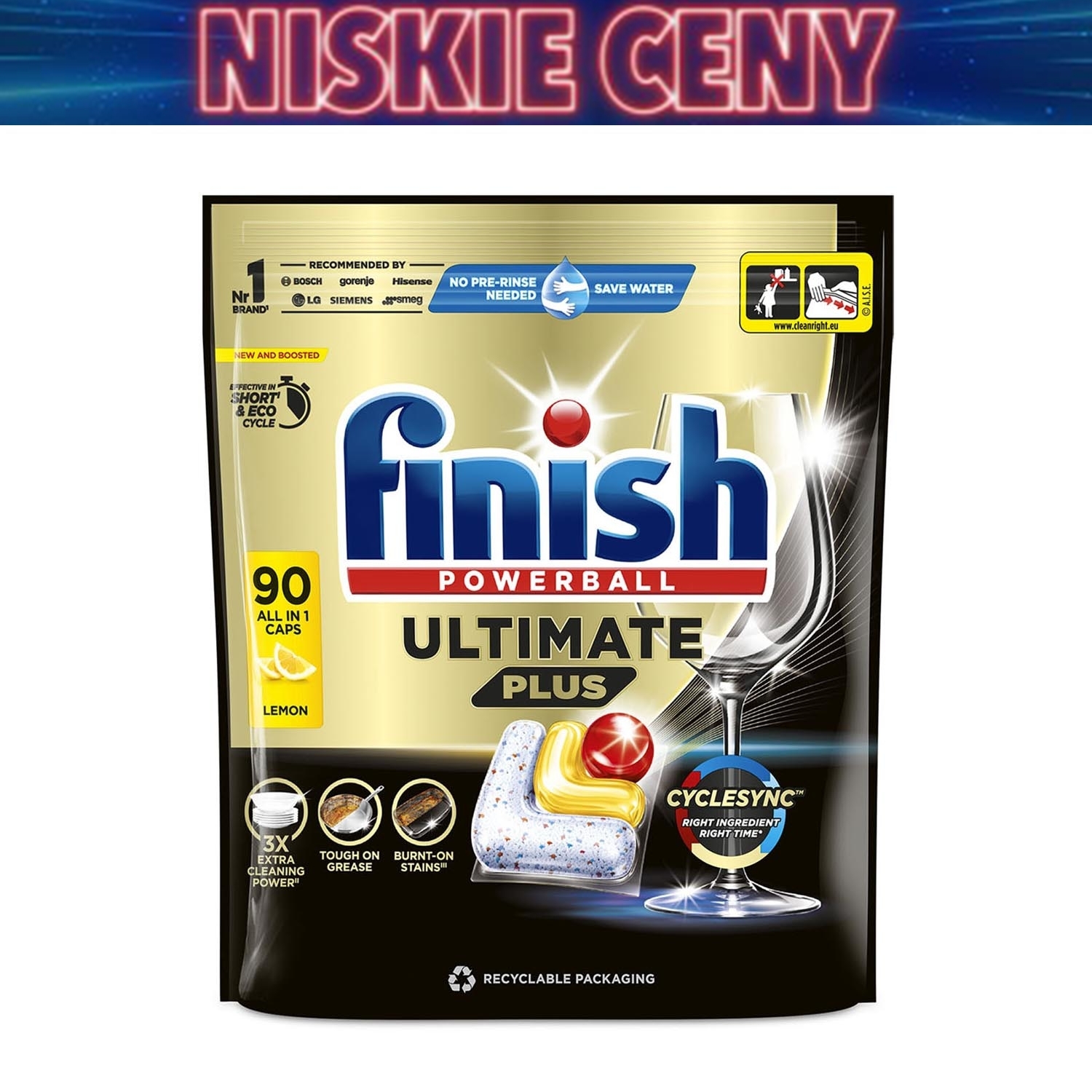 Kapsułki do zmywarki Finish Ultimate Plus Lemon, 90 sztuk