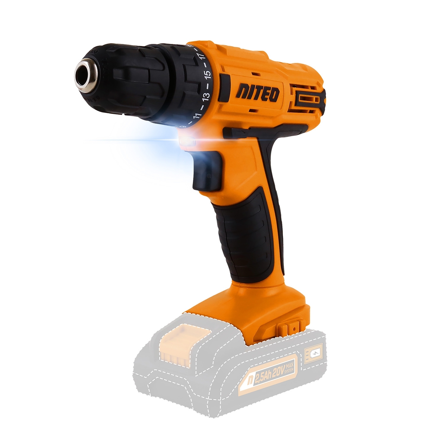 Akumulatorowa wiertarko-wkrętarka Niteo 20 V Max, 20 V