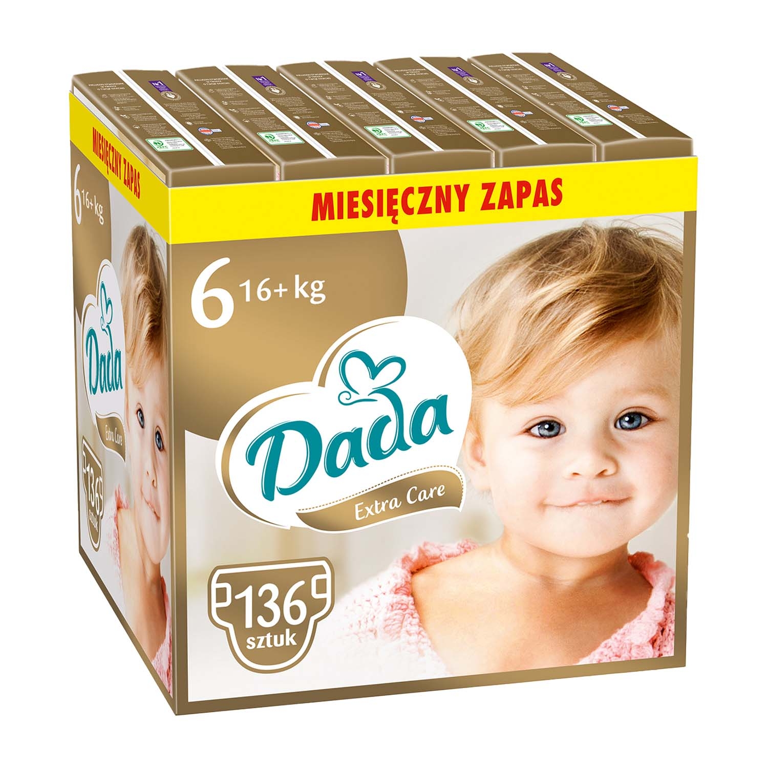 Pieluszki Dada Extra Care 6, 16+ kg, 136 szt., superchłonny wkład