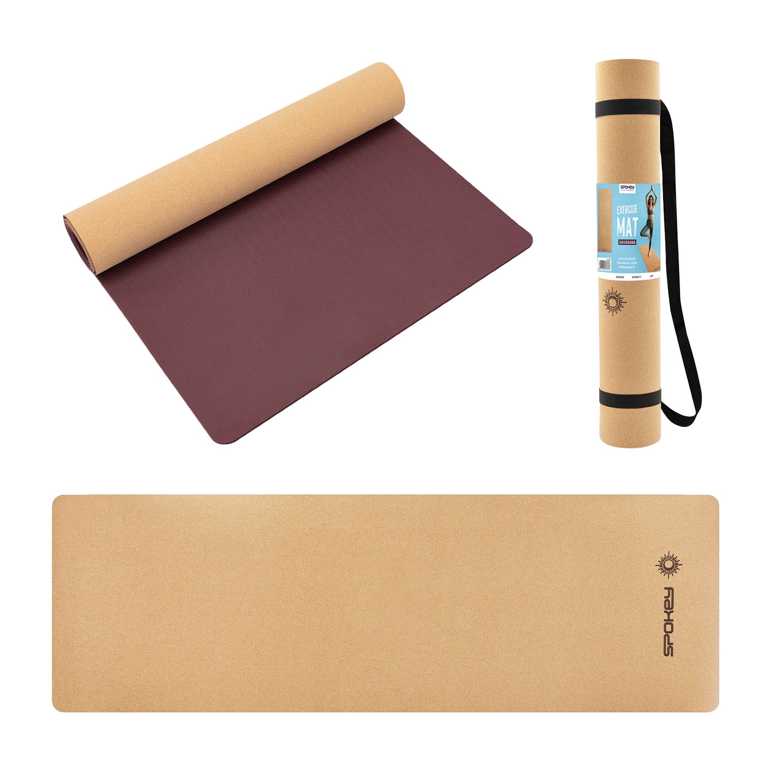Mata korkowa Spokey Savasana, do jogi i pilatesu, 0,4 cm