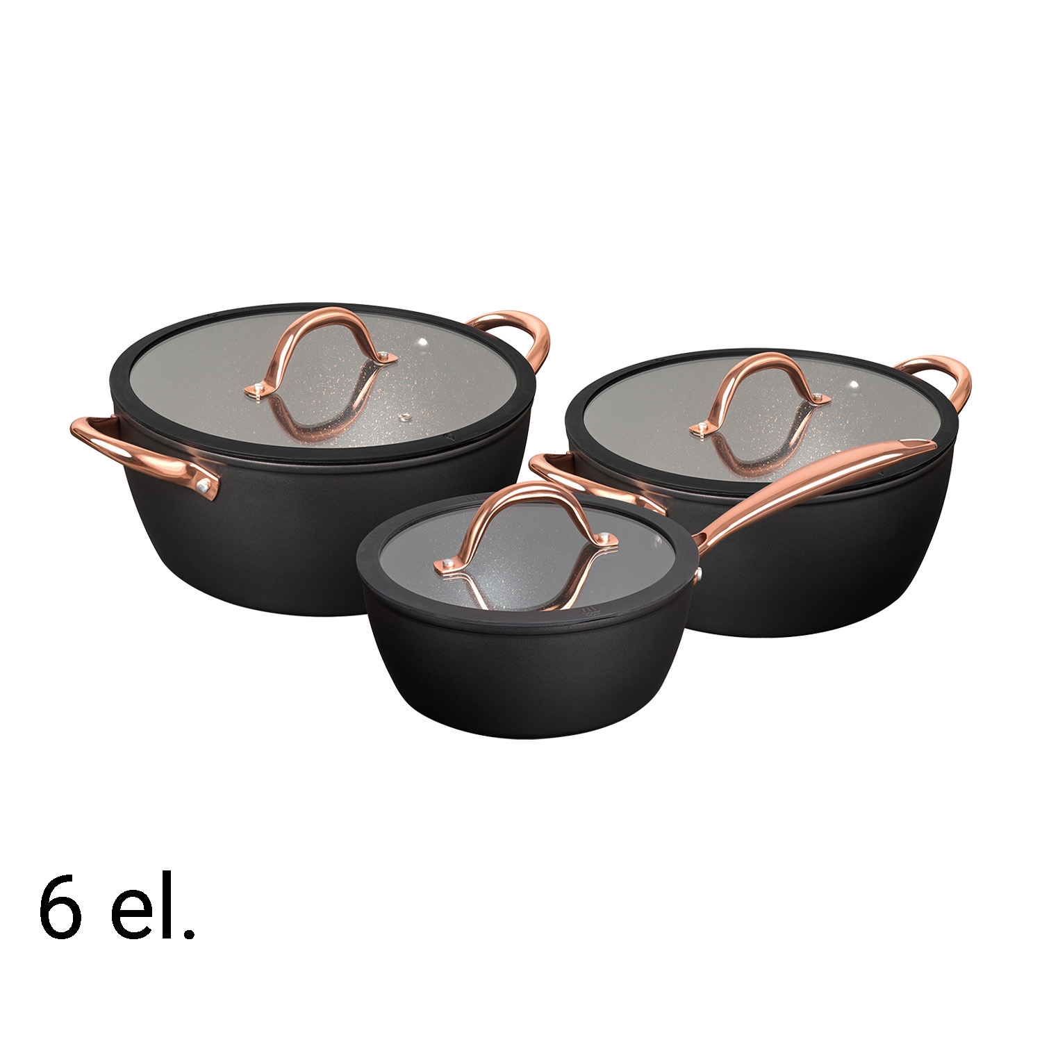 Zestaw garnków MG Home Rose Gold, 6 elementów, aluminium
