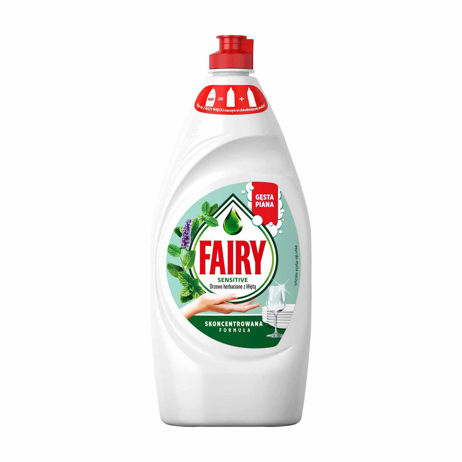 Płyn mycia do naczyń Fairy Teatree & Mint, 900 ml, dla skóry wrażliwej