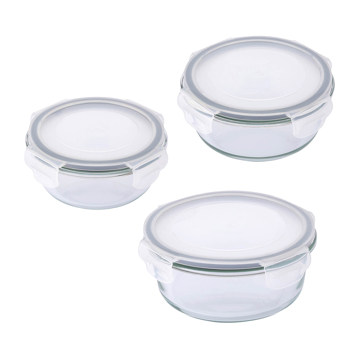 Komplet 3 szklanych pojemników Altom Design, okrągłe, 400 ml, 600 ml, 950 ml