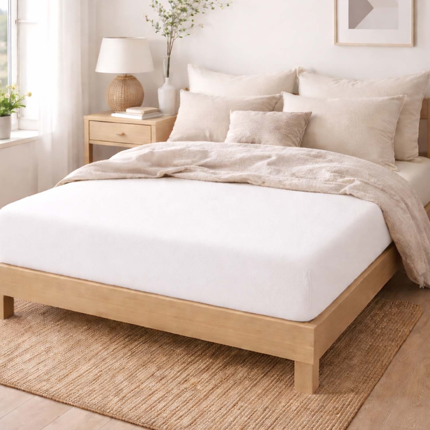 Prześcieradło frotte z gumką 90 x 200 cm Pation Home Luneo, białe