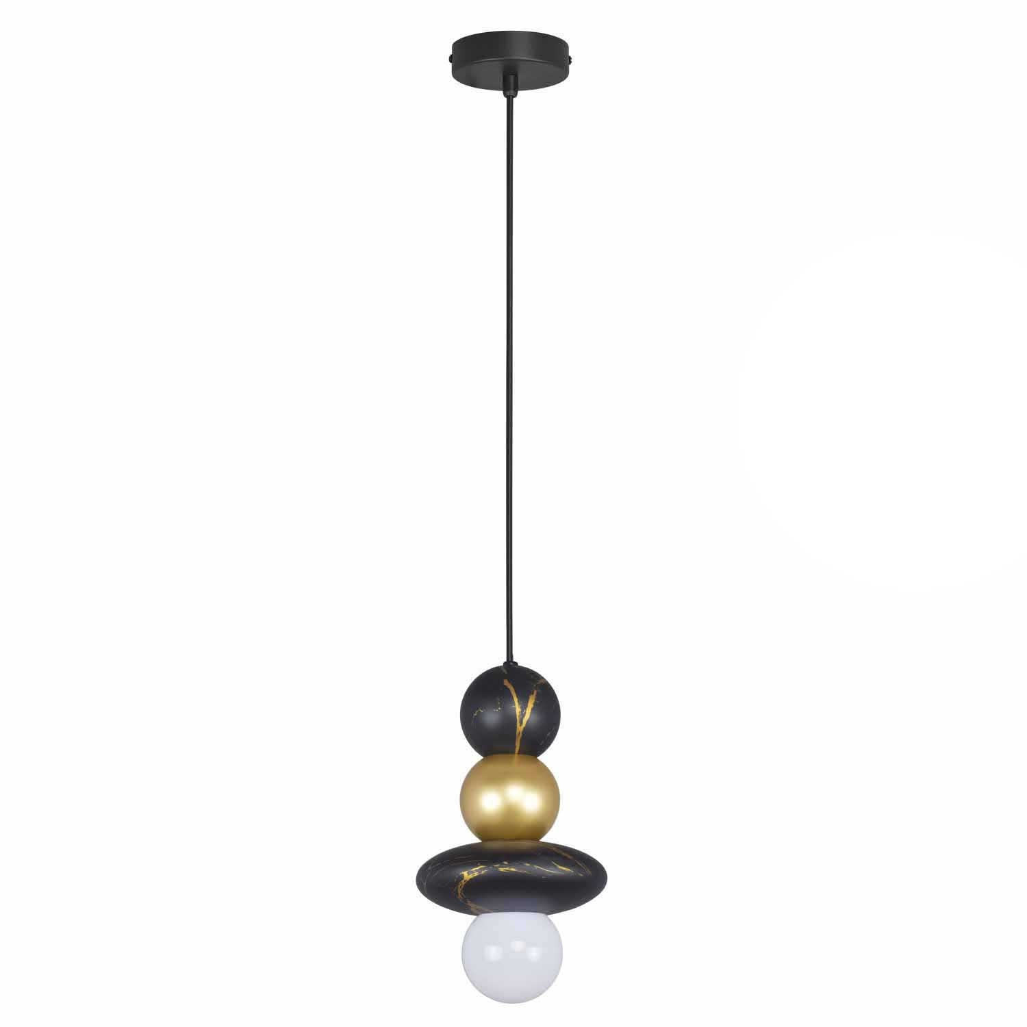 Lampa wisząca Sanico Goldlux Marble 2, E27, 2 kule, złoto-czarna