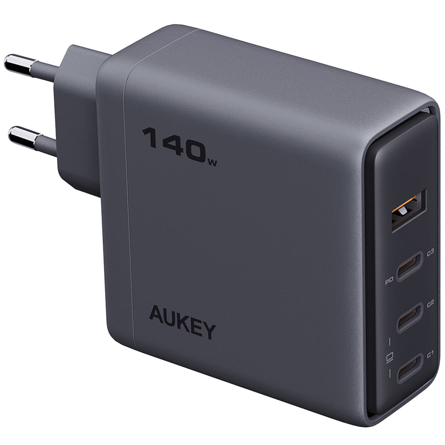 Ładowarka sieciowa Aukey PA-C6 Comet Mix GaN, USB-A i 3 x USB-C, 140 W, szara