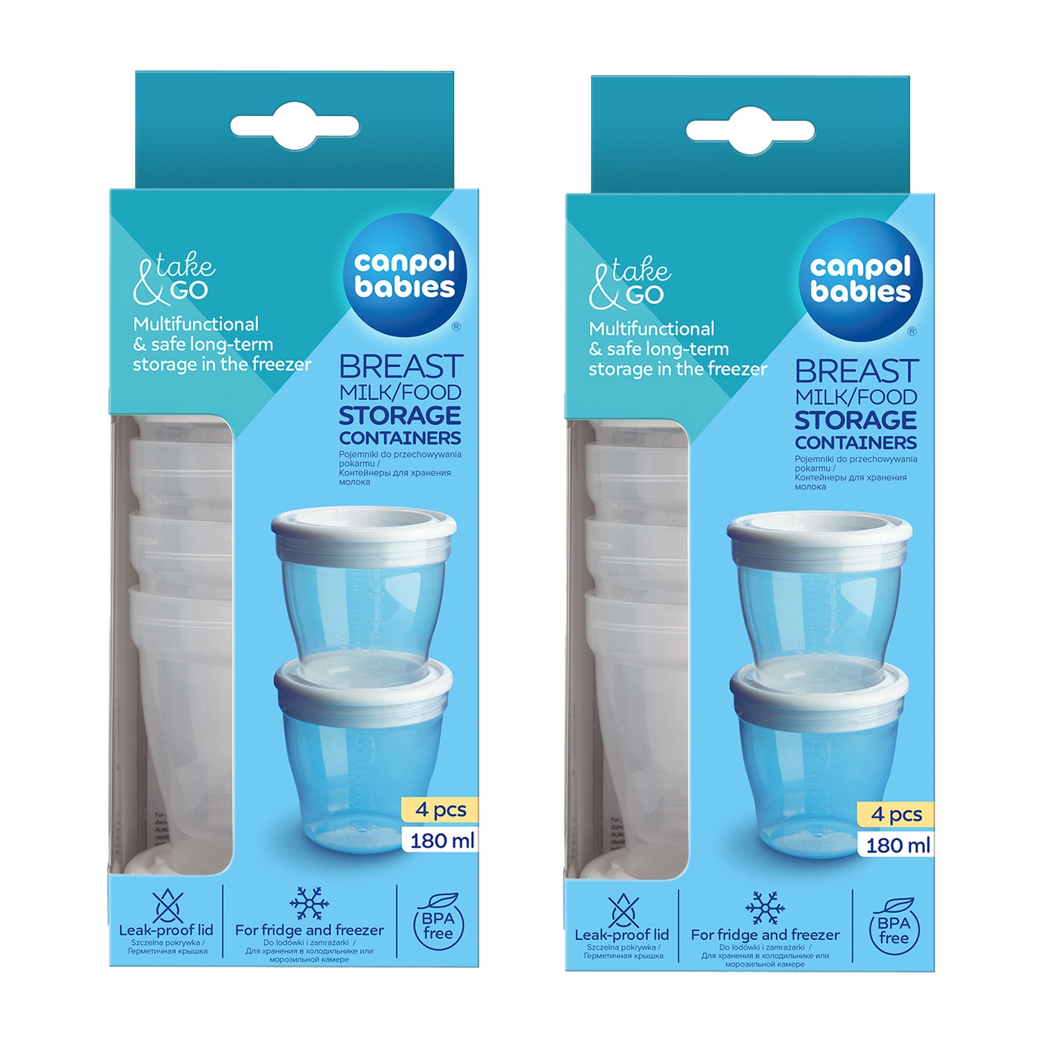 Pojemniki do przechowywania pokarmu Canpol Babies, 180 ml, 8 sztuk