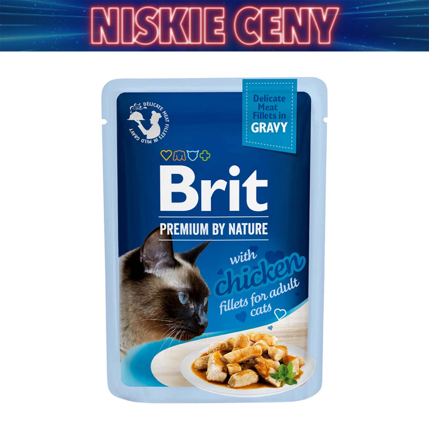 Mokra karma dla kota Brit Premium By Nature, filety kurczaka, 24 x 85 g